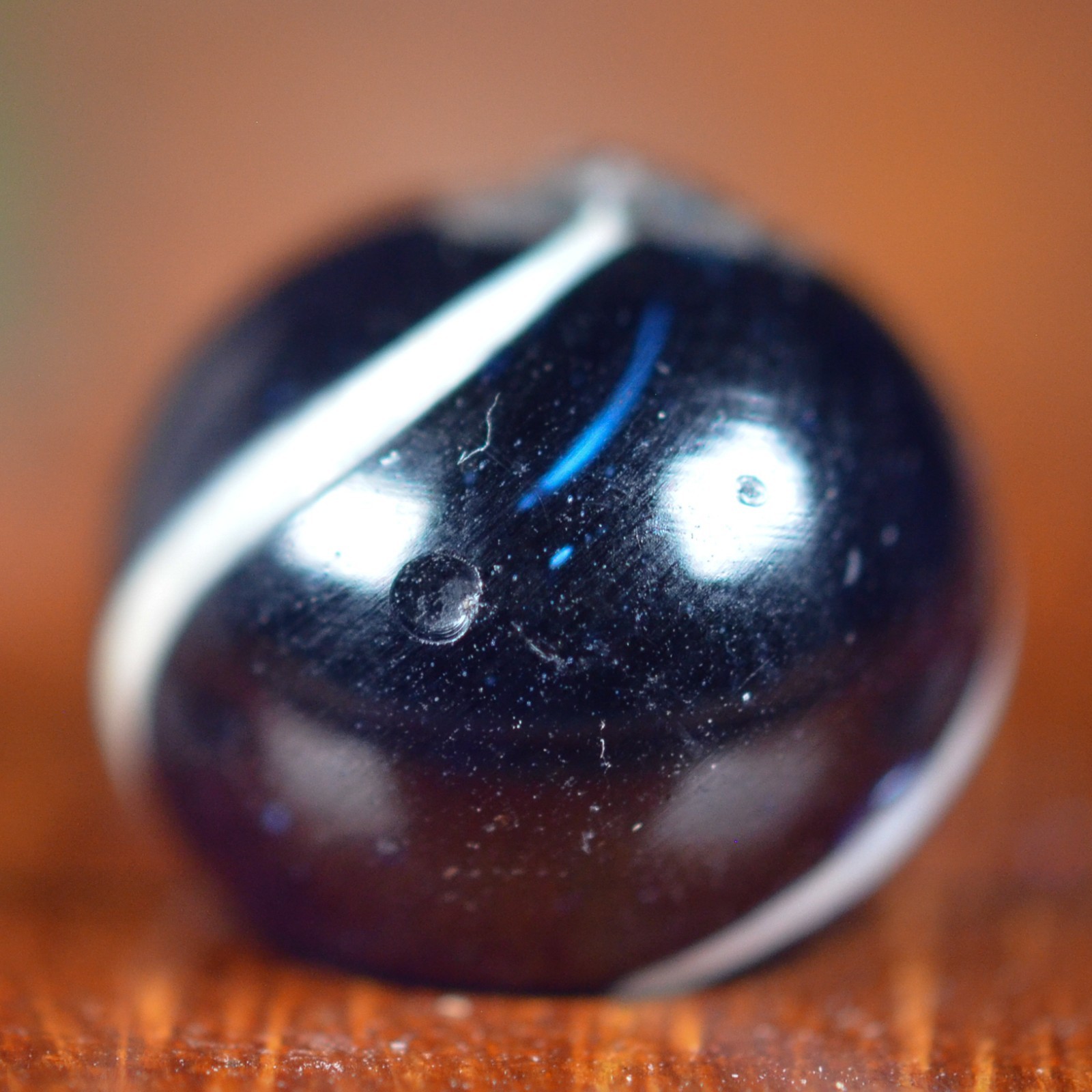Handmade Banded Swirl, Banded Clearie Marble, 0.5 inch, Peewee, Near Mint+ S1606