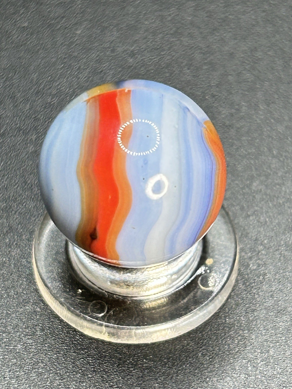 Vintage Marble King Blended St. Mary’s Robin Egg Marble w/Pink 0.629”