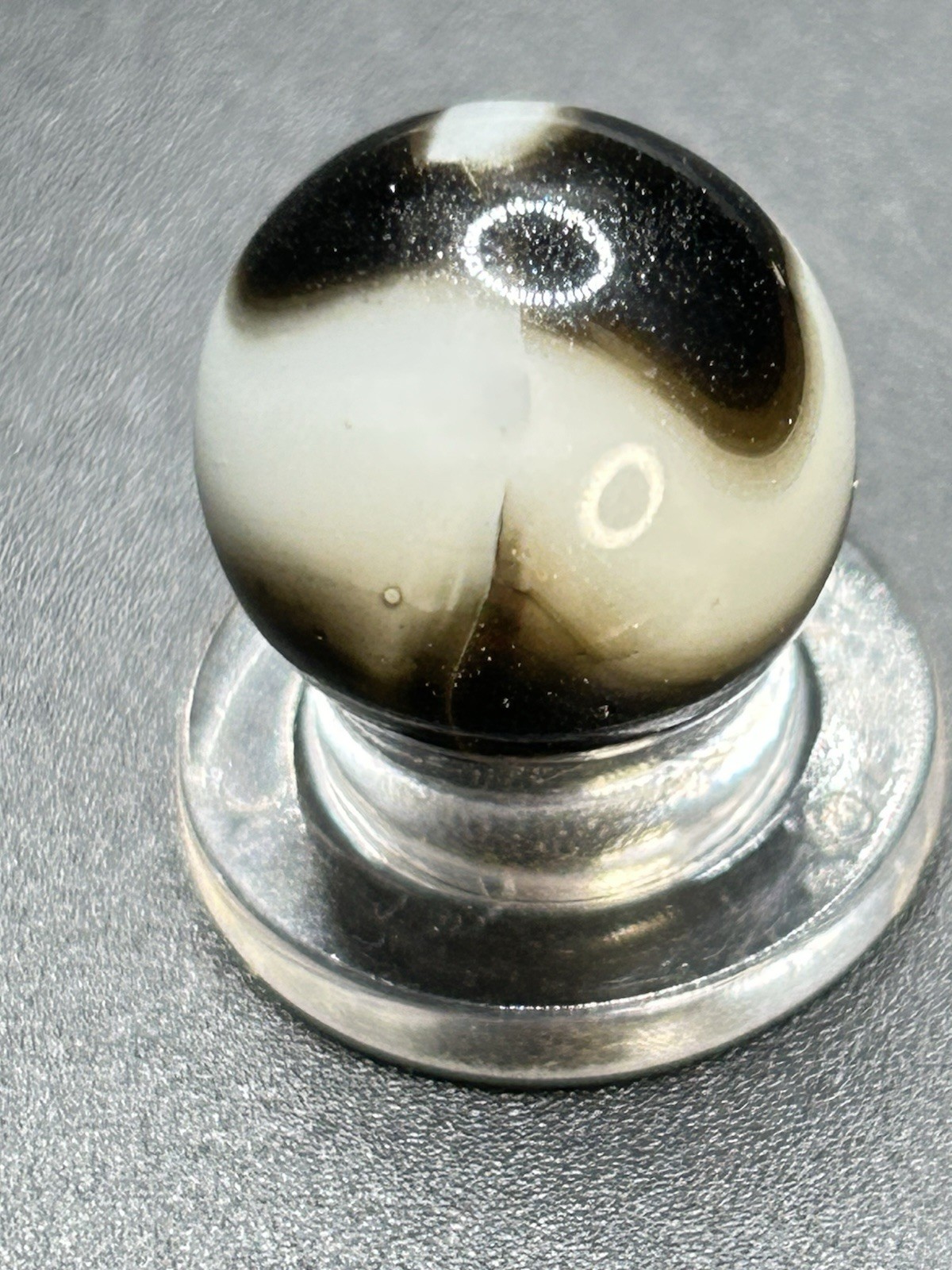 Peltier Zebra Marble w/ Aventurine Vintage Marbles 0.591”