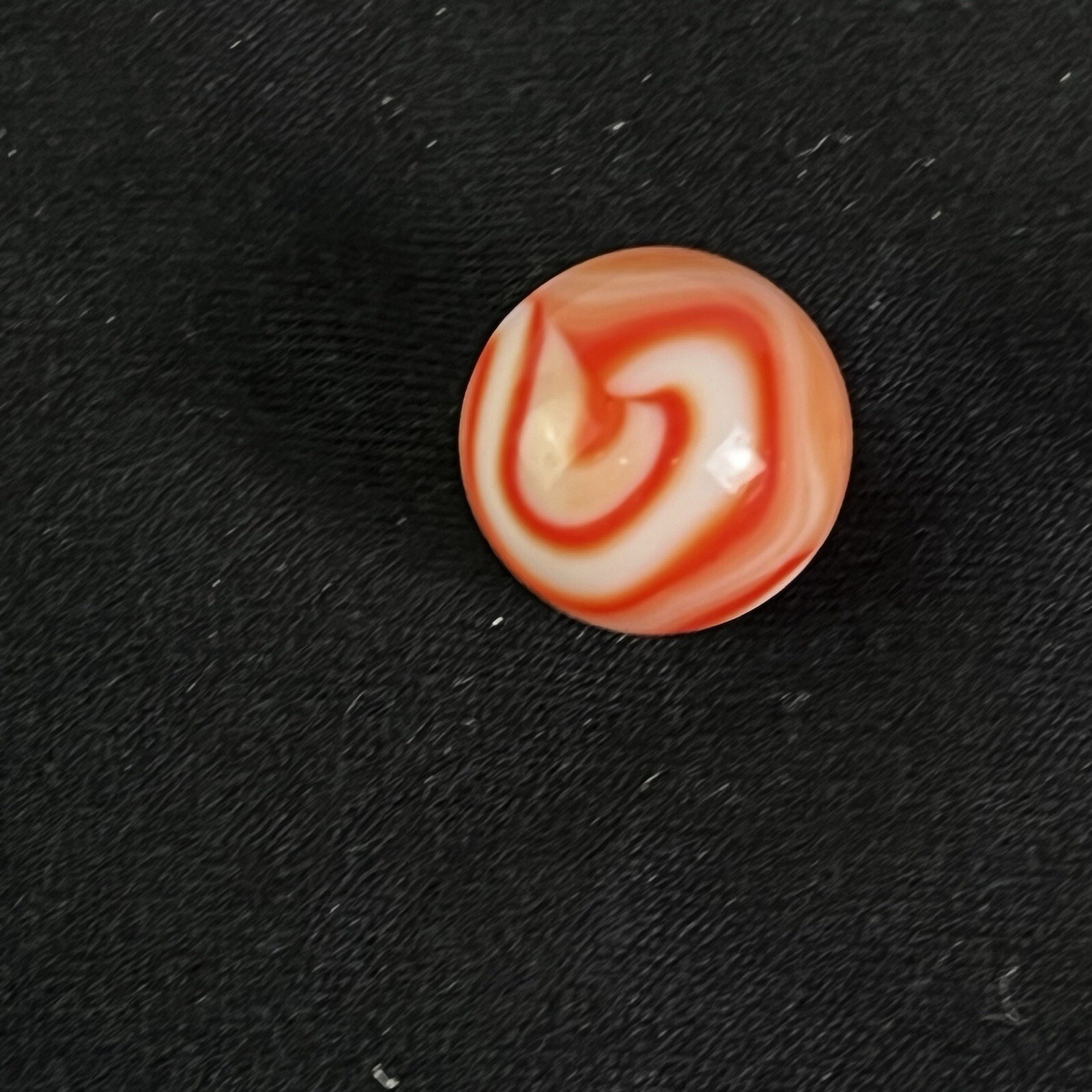 Rare Akro Agate Peltier Art Swirl Glass Marble .64” White Orange
