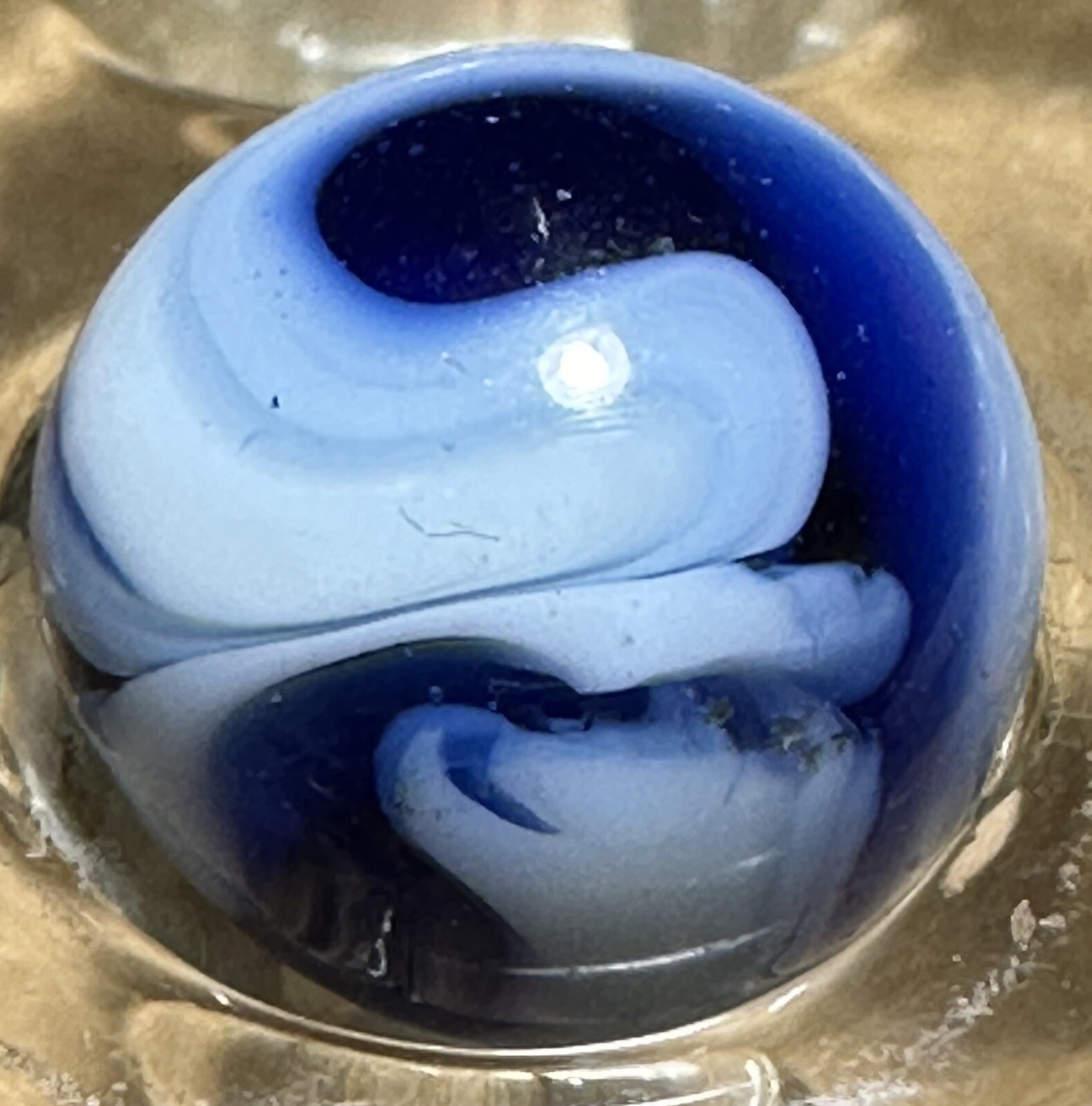 VINTAGE PELTIER BLUE ZEBRA MARBLE (0.56”)