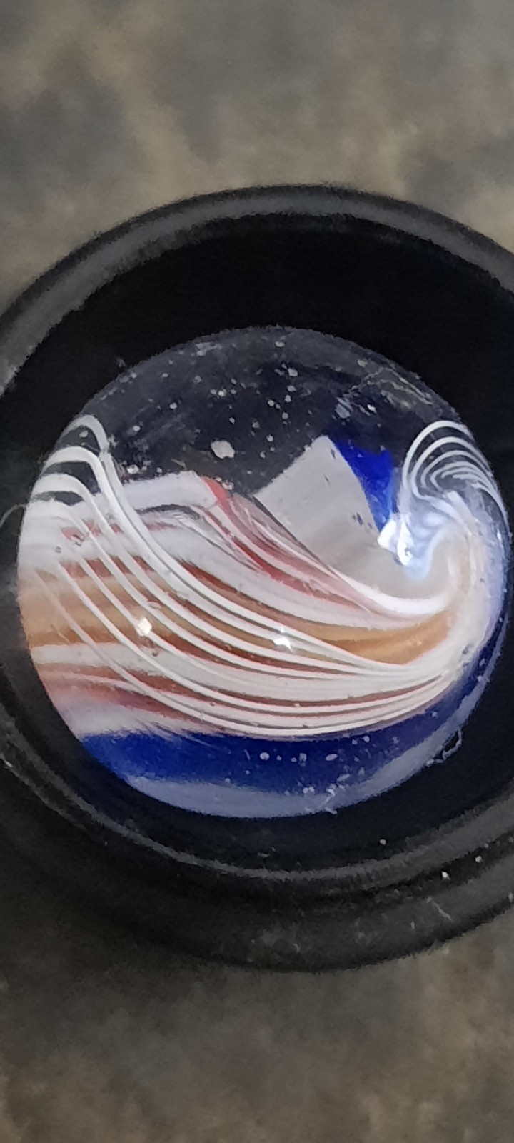 Antique German Ribbon Core Swirl Marble Vibrant Colors Approximately .650