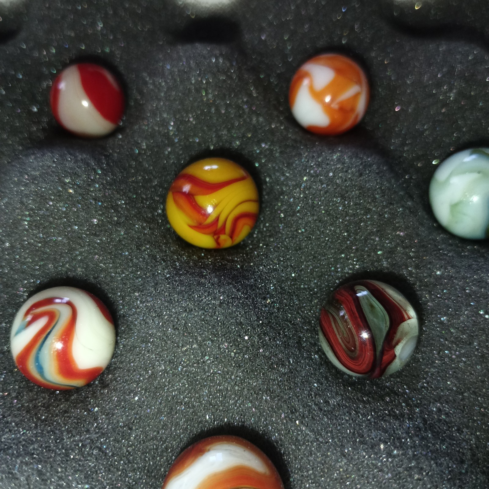 20 Collector Marbles In Display Case