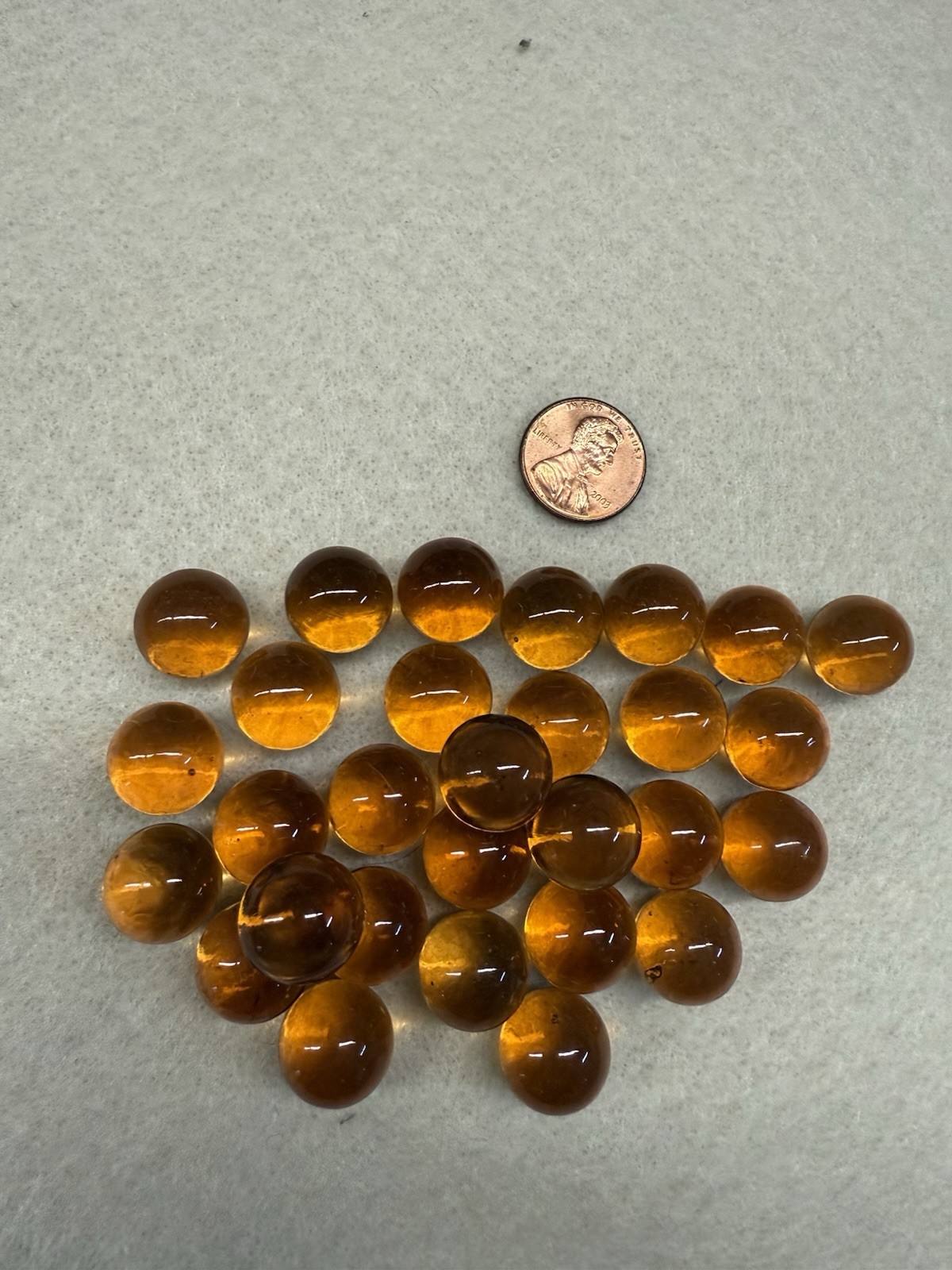 Vintage Amber Color Glass West Virginia Marbles – Approximately 9/16″