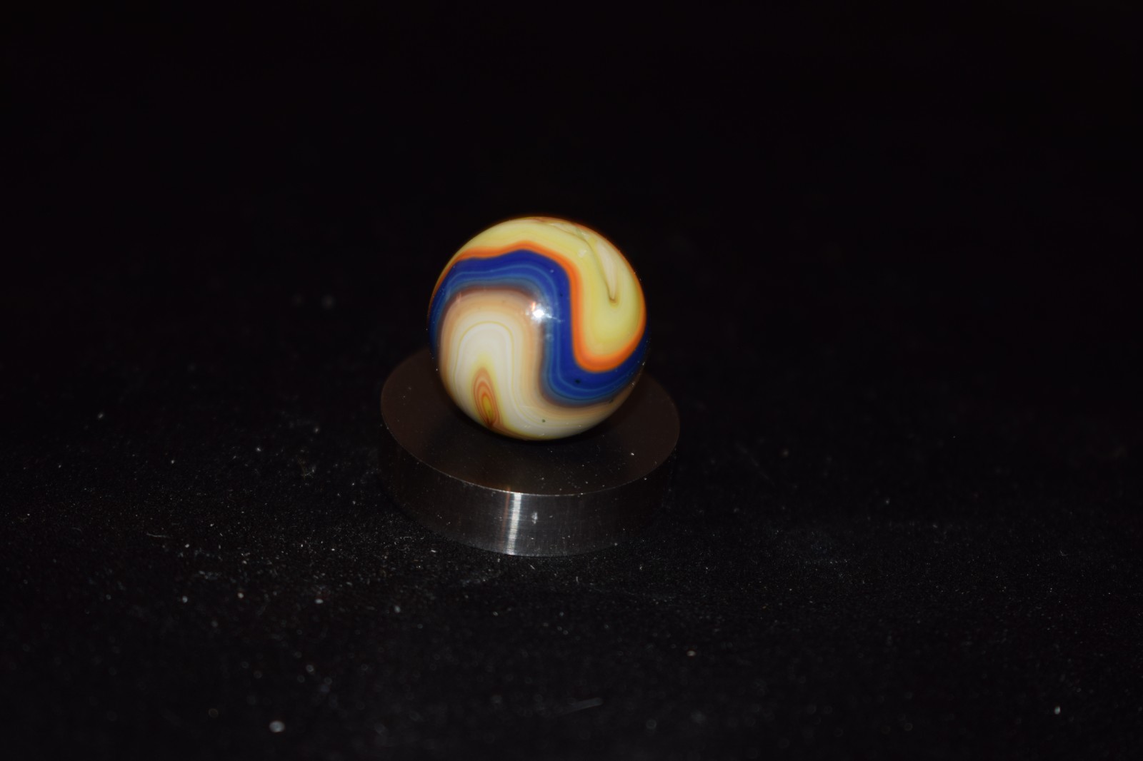 🐦➖⏩DAS 🟠⚡🔵Color Storm Run Swirl Collectors Marble Size .734=49/64″=19mm MINT!