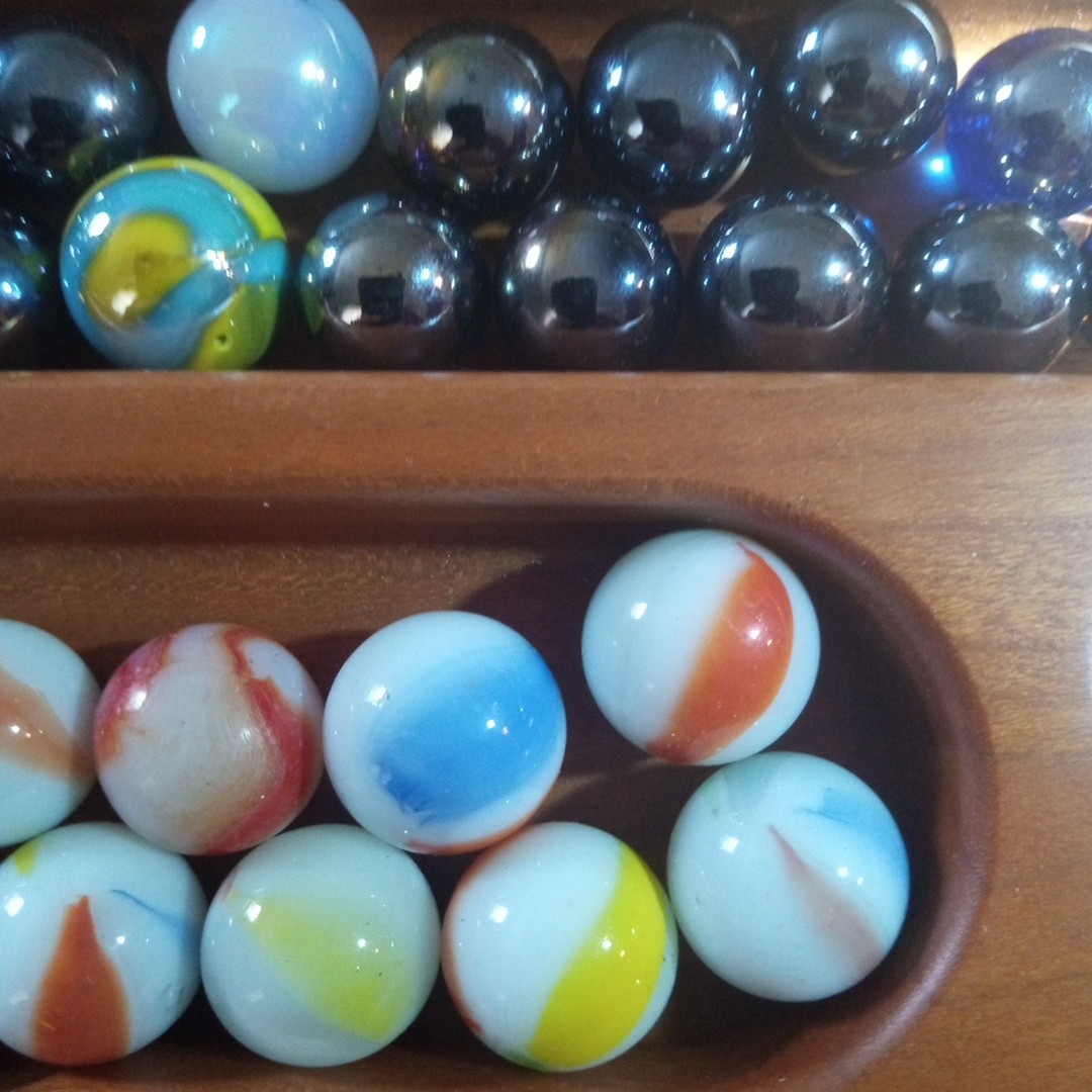 Glass Swirl Cat Eye Antique Clay Pottery Crock Glazed Marble Lot Bennington