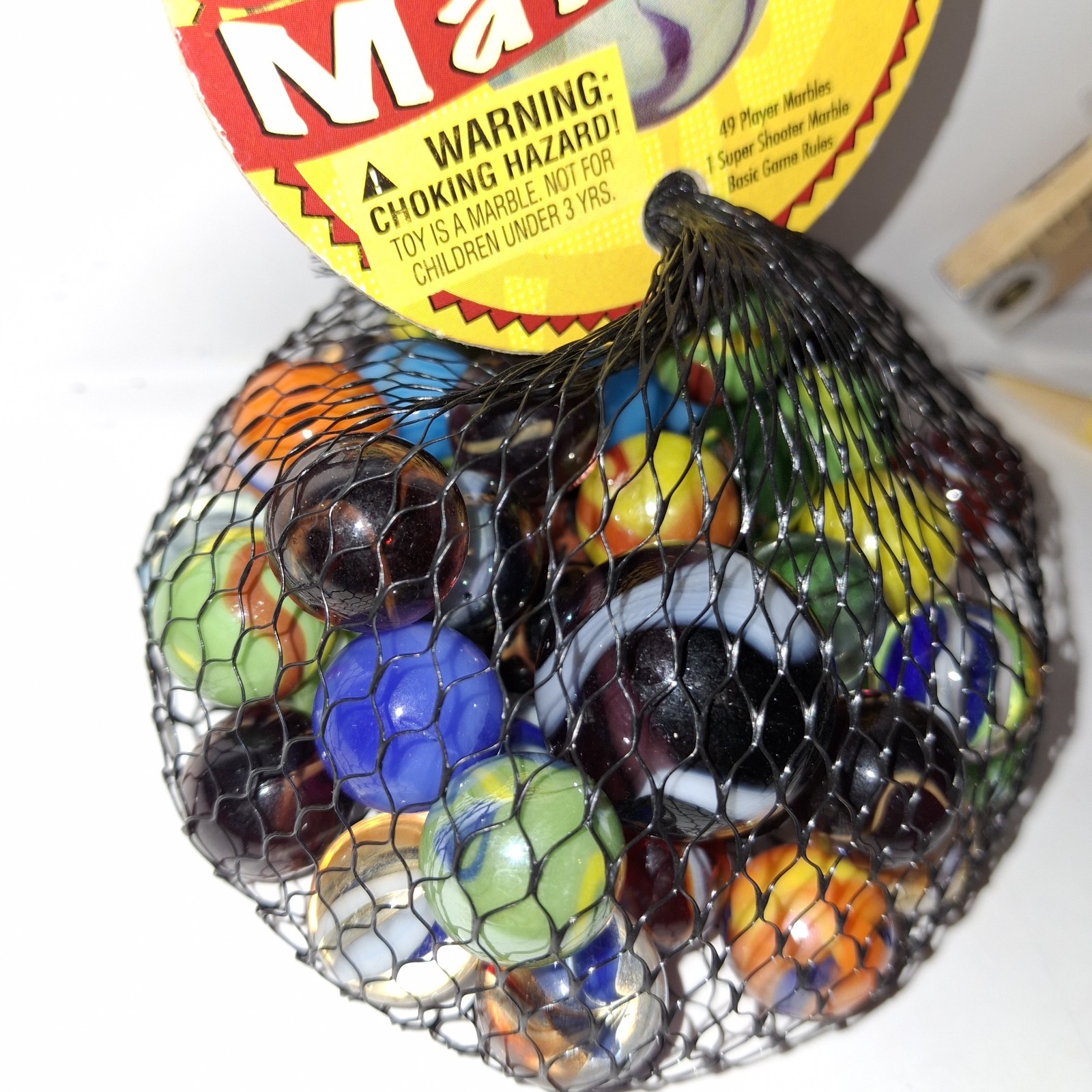 New In Bag 50 Piece Traditional Marbles 49+1 Shooter 100% Glass Made In Mexico