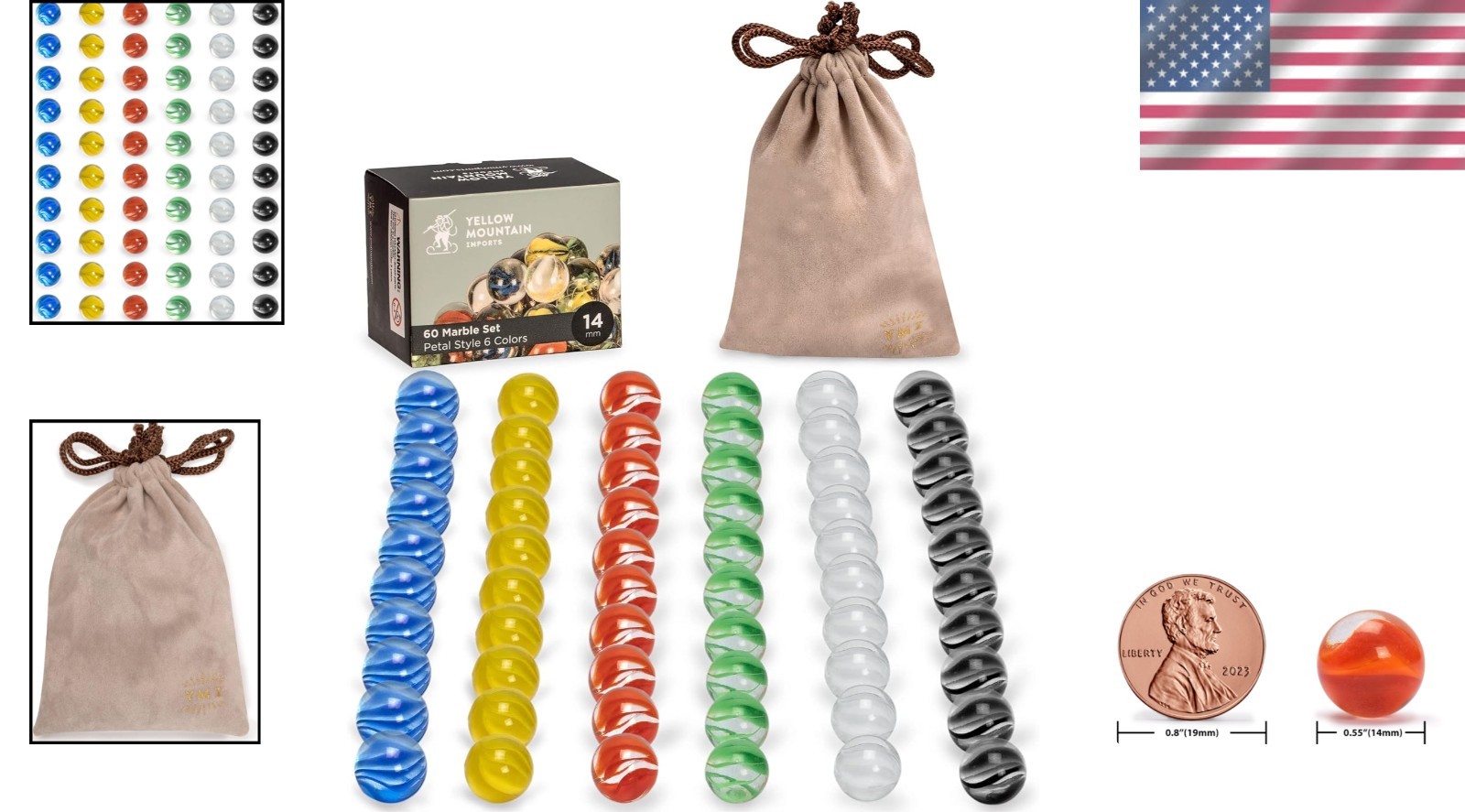 14mm Colorful Glass Marbles – Perfect for Chinese Checkers & Family Fun