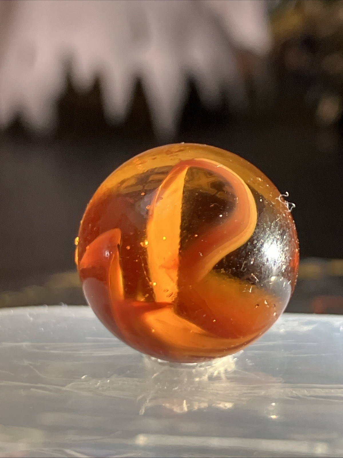 8pc Vitro Agate Marble Lot, Transparent Amber with Cream Swirl, Excellent Cond
