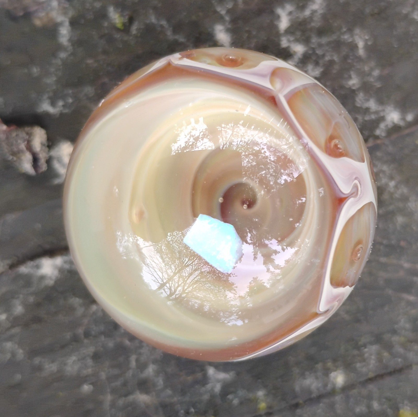 Heady Glass Vortex Opal Honeycomb Marble 2″ Handblown Art