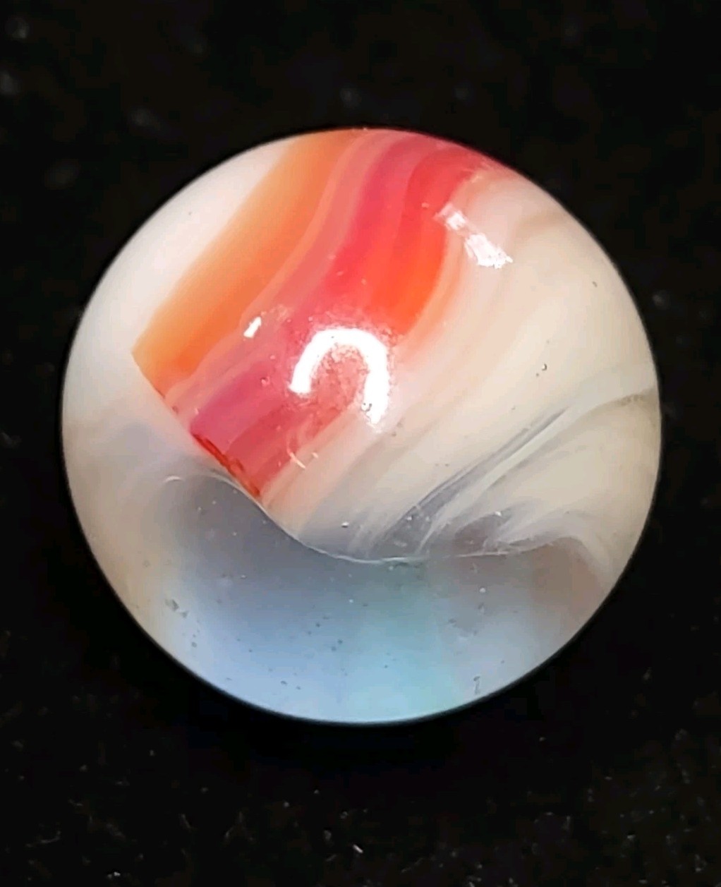 Transp. Blue & Green – Pink & Red VITRO Helmet Patch Glass Vintage Marble .61″