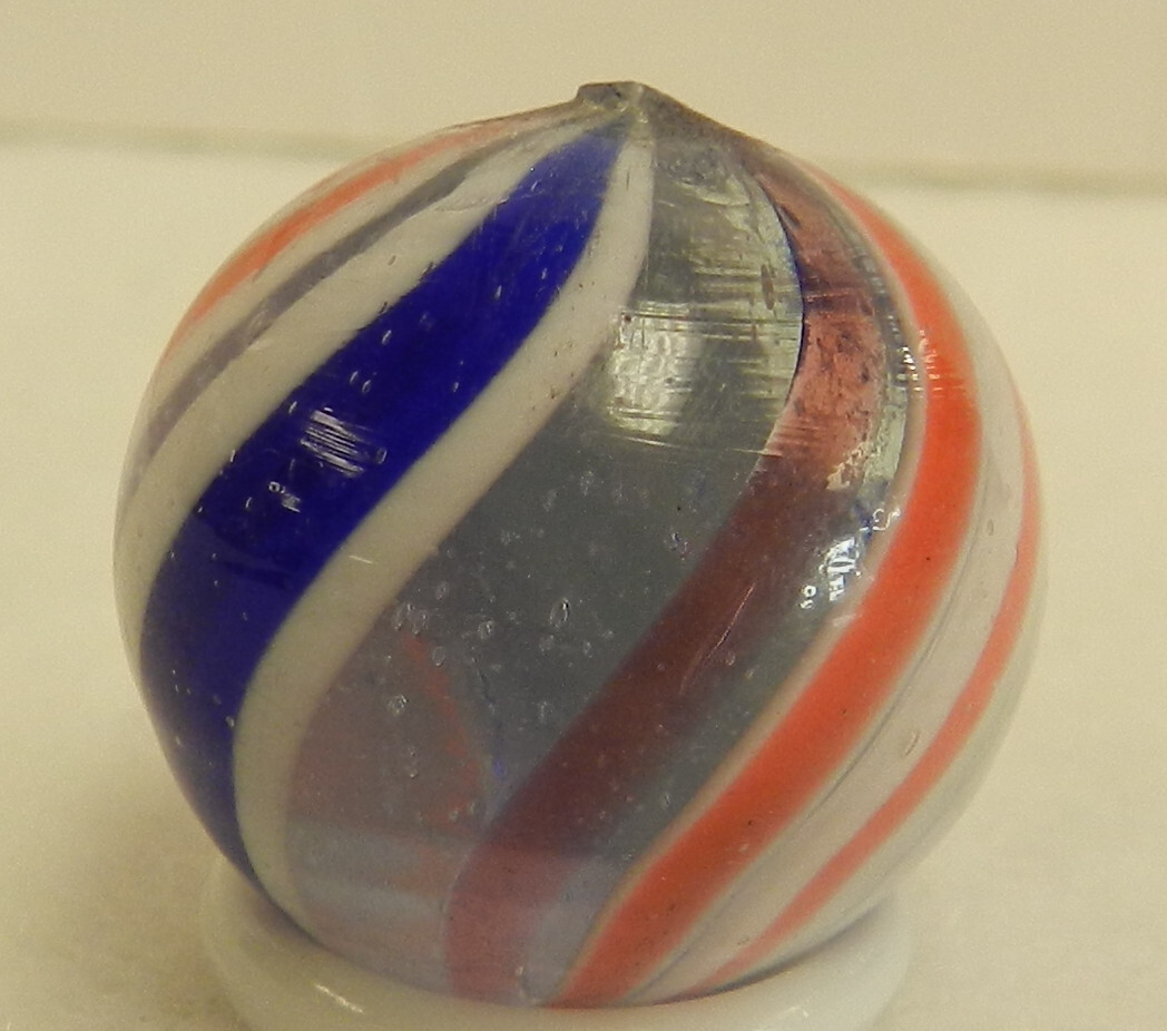 #17207m .75 Inches Vintage German Handmade Peppermint Swirl Marble