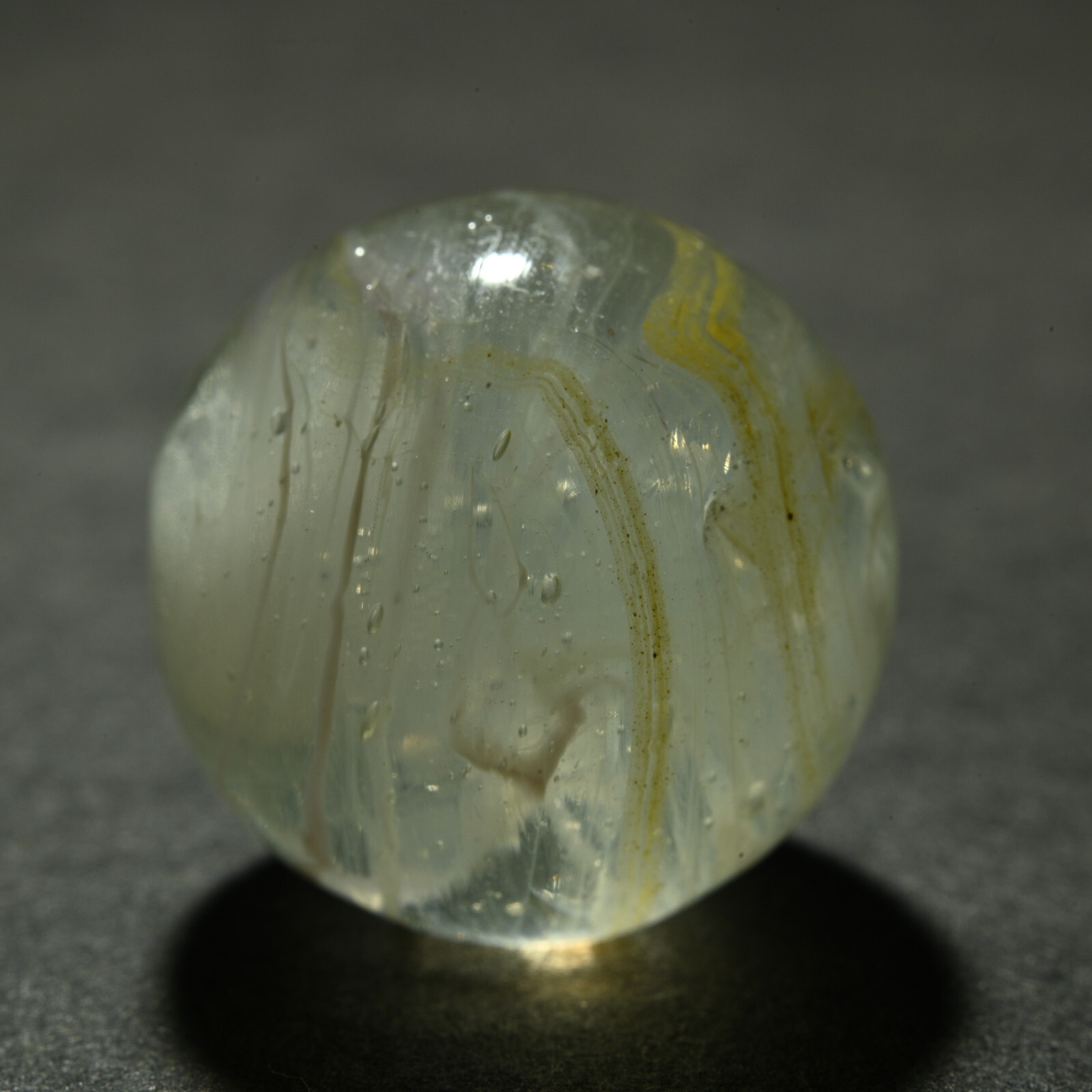 Greiner Antique German Handmade Marble Early 1860s Misty EggYolk 21.3mm 13/16”