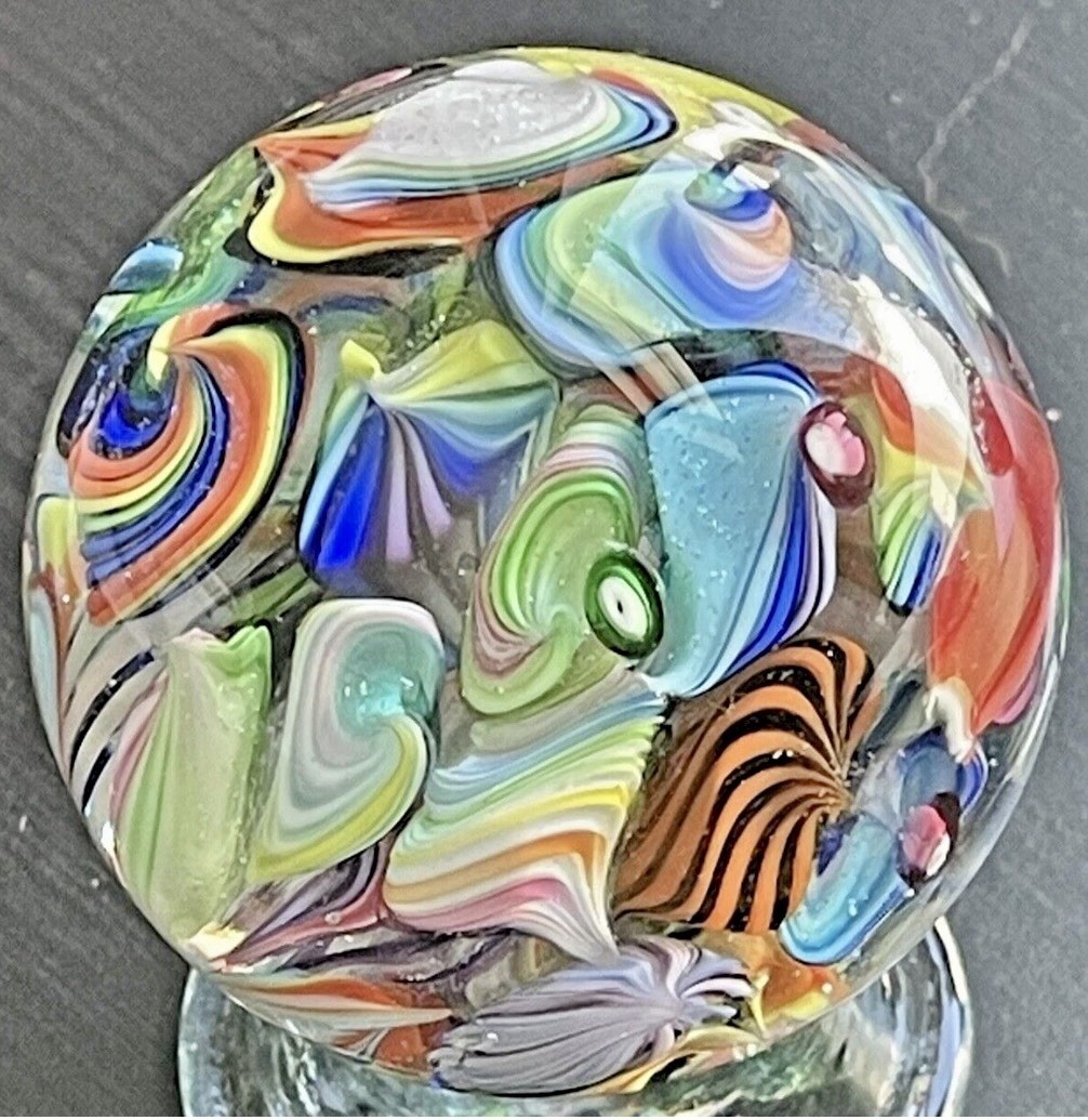 EDDIE SEESE MARBLE ART GLASS JELLYFISH FIELDS RAINBOW DICHROIC Huge 2.26″ FES 16