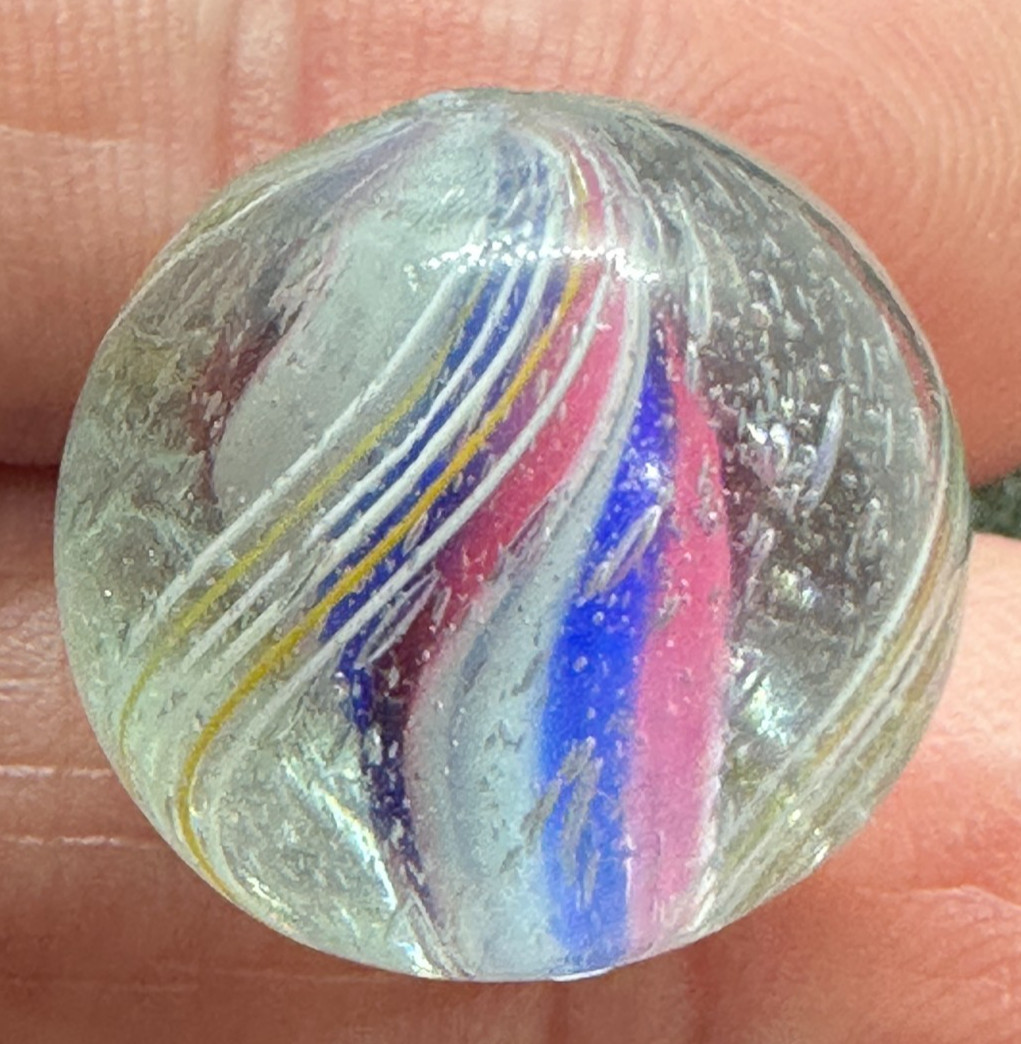 SOLID CORE SWIRL MARBLE .68″ HANDMADE ANTIQUE old toy GERMAN 17.5 mm M