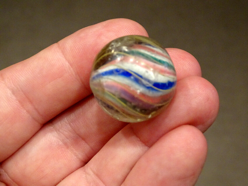 STUNNING! German MARBLE Estate Fresh ANTIQUE Vintage LATTICINIO CORE SWIRL Twist