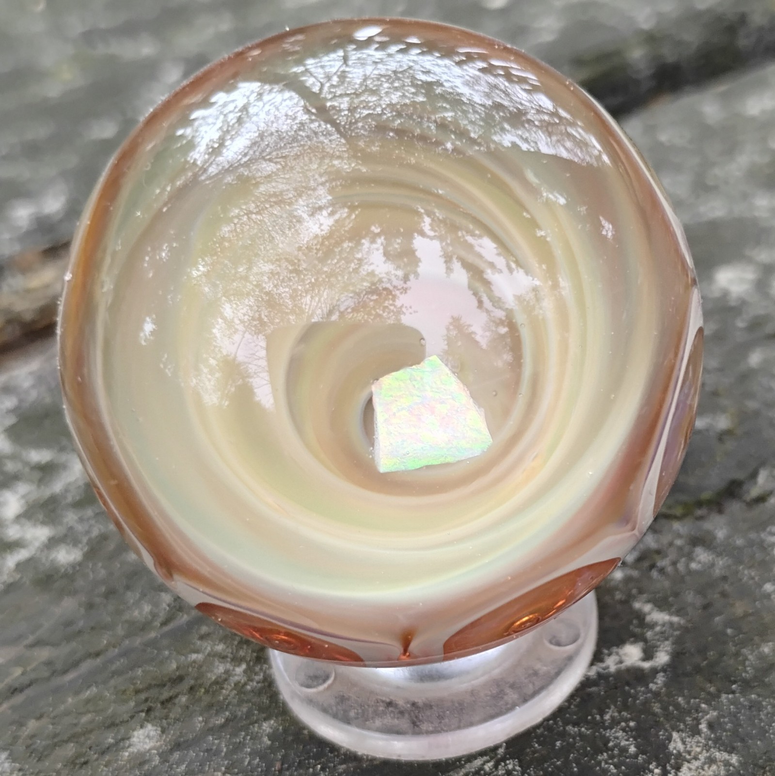 Heady Glass Vortex Opal Honeycomb Marble 2″ Handblown Art