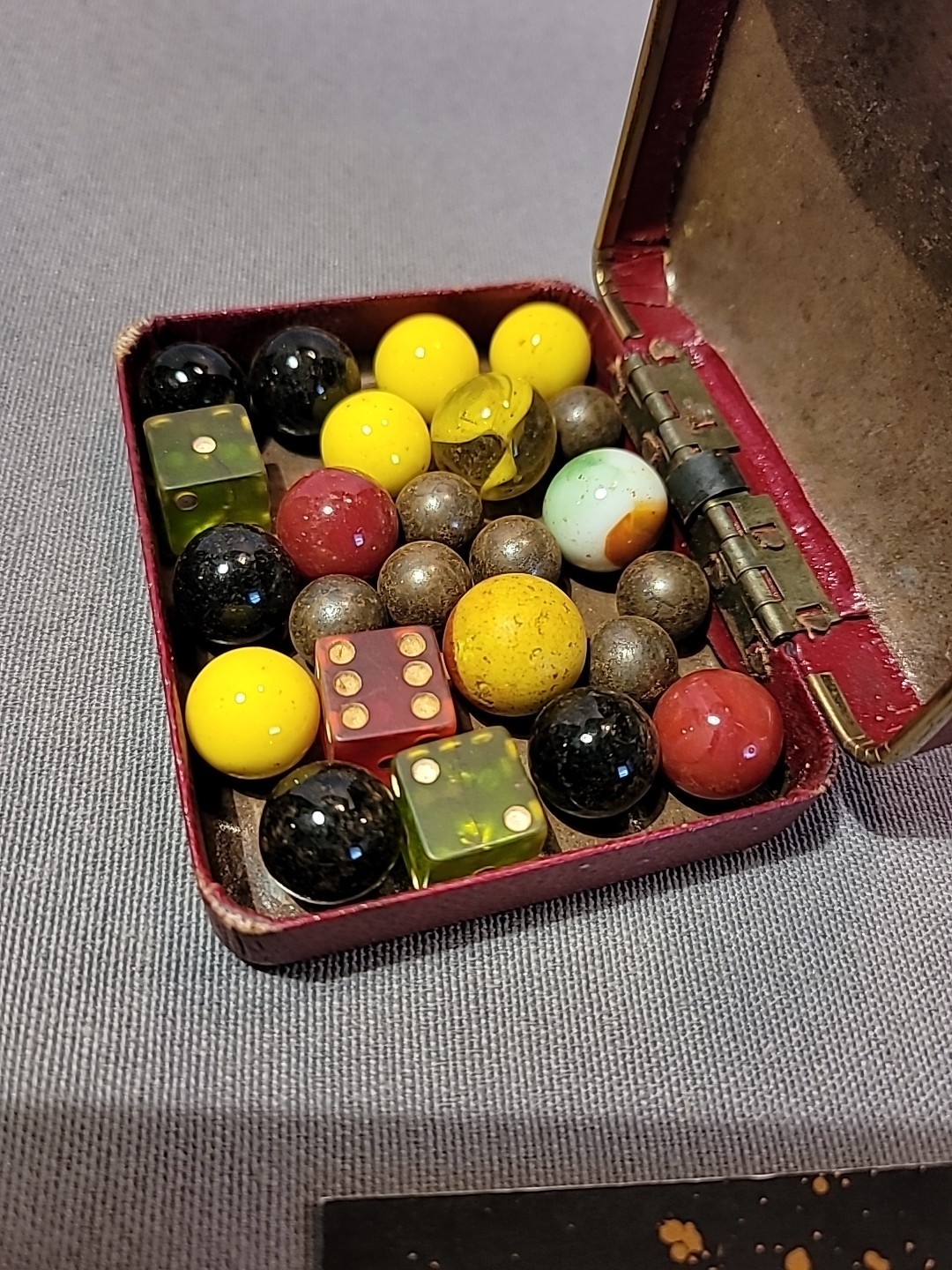 Lot of Random Vintage Antique Marbles Dice Steel Balls Mixed Sizes And Colors