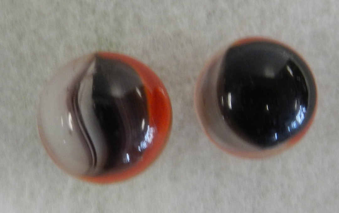 #21111m Vintage Pair of Cull Master Marble Tiger Eye Marbles .65 and .69 Inches