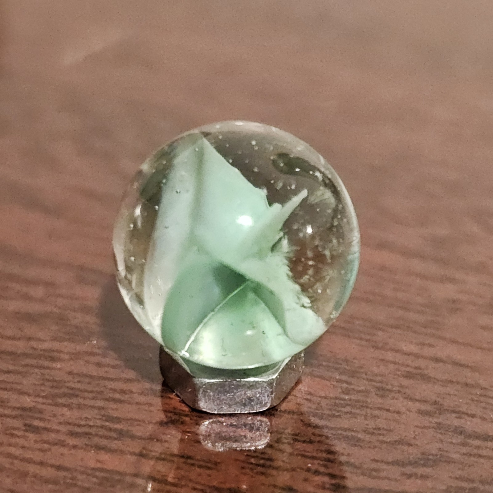 Vintage CE Bogard Green Floppy Hybrid .593″ Glass Marble