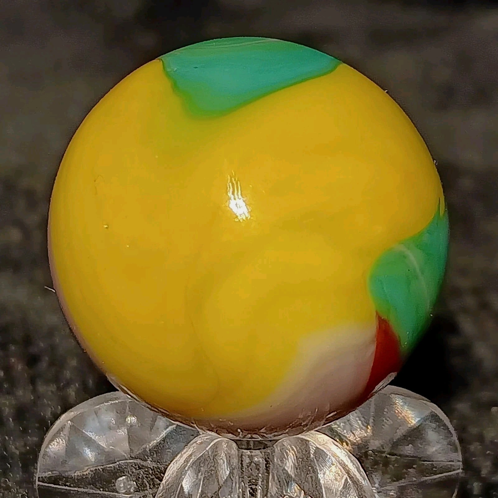 Vintage Vitro Agate Parrot Marble. .90″ Mint. 5 Colors with Aventurine. VHTF