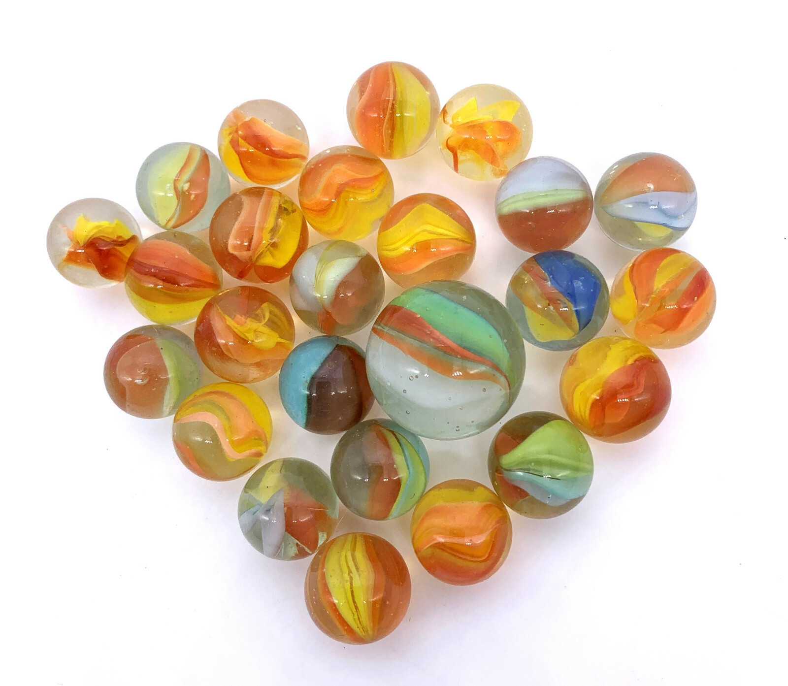 Cat’s Eye Net Bag of 25 Glass Mega Marbles Vacor Mixed Colors Cats Eye