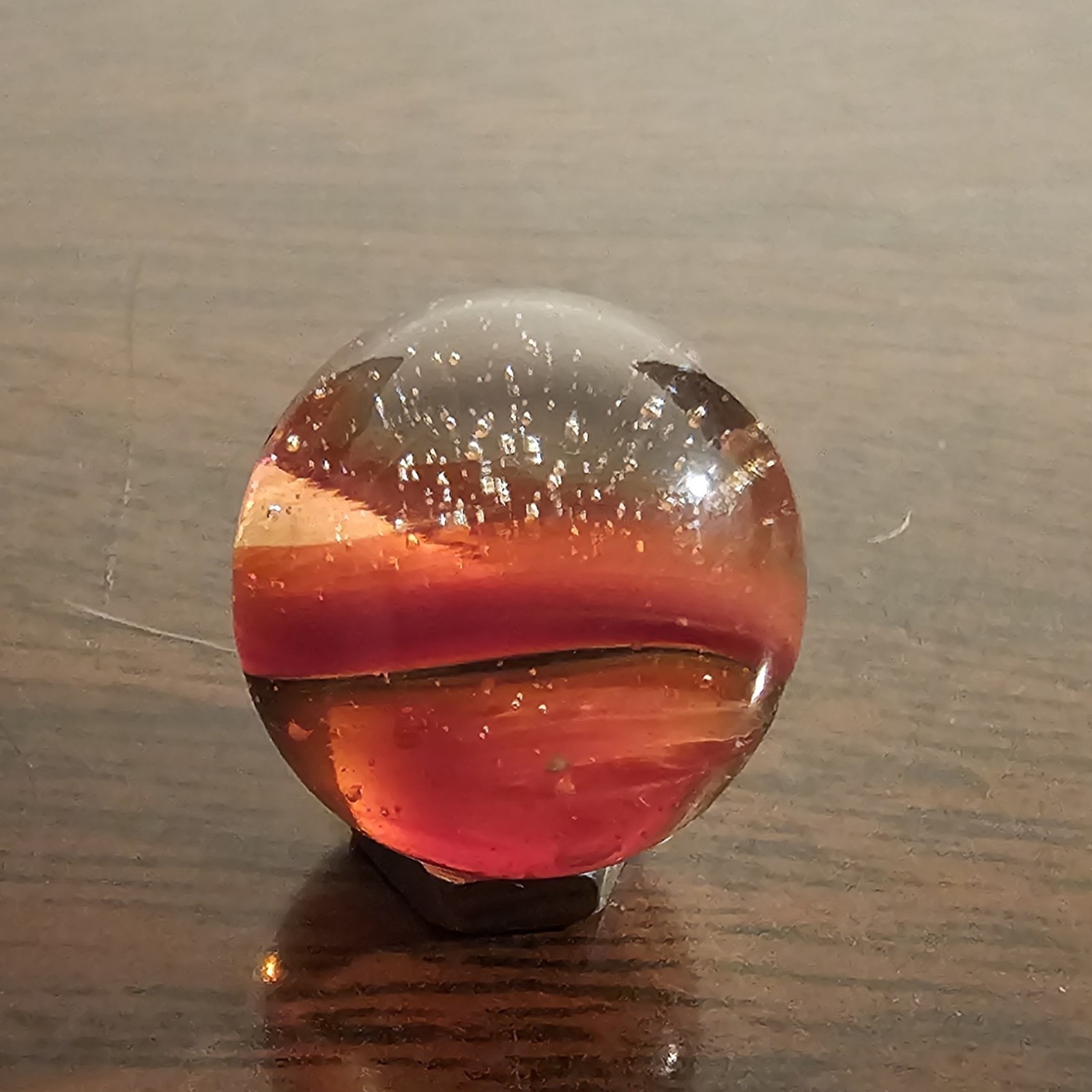Vintage C. E. Bogard Rose Hybrid .625 Cats Eye in Clear Uranium Glass Marble