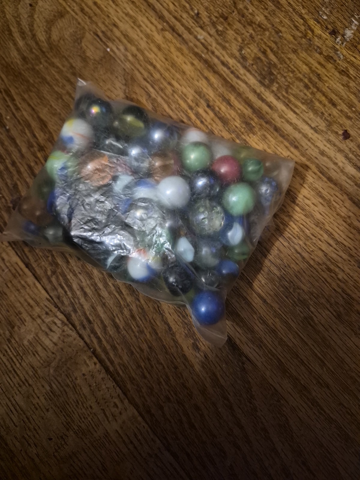 Mixed Lot Glass Toy Marbles Assorted Colors & Sizes with Bag