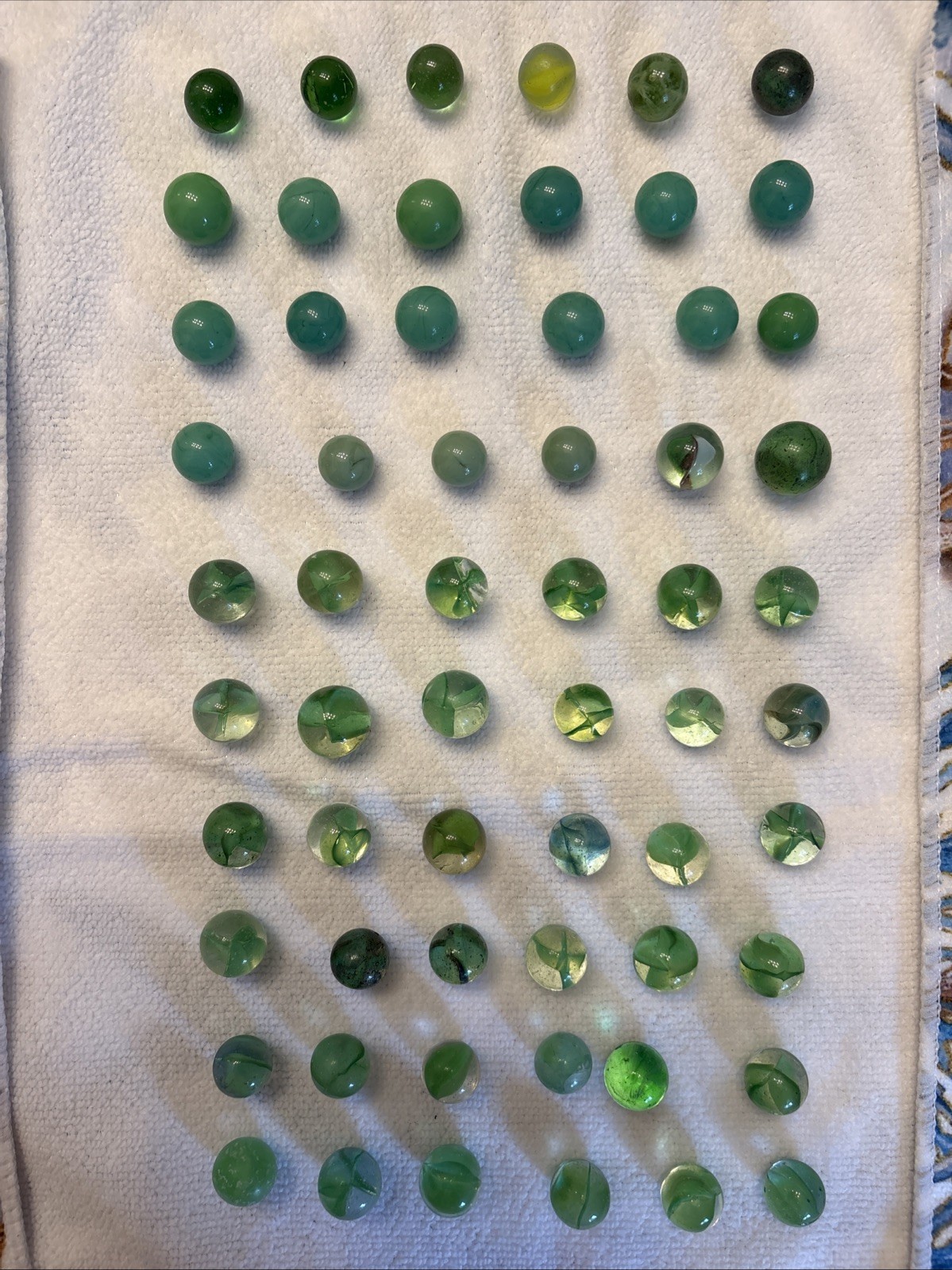 MARBLES Green Color Vintage Old Originals Lot Of 60