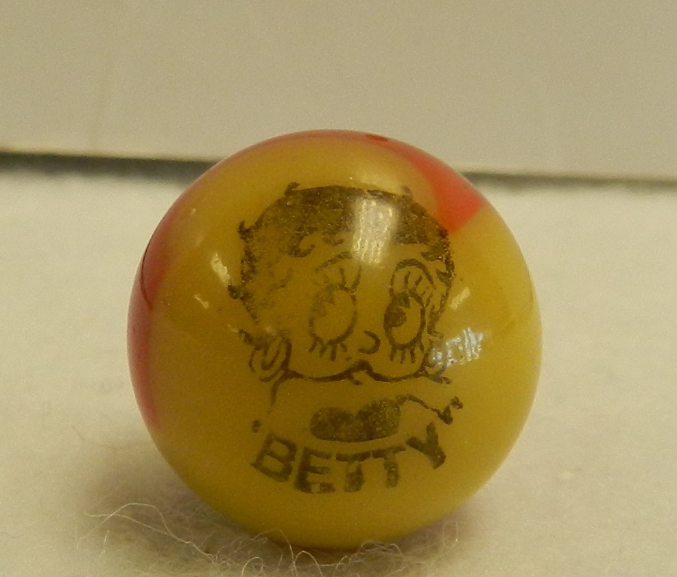 #19464m Original Vintage Peltier Glass Betty or Betty Boop Comic Picture Marble