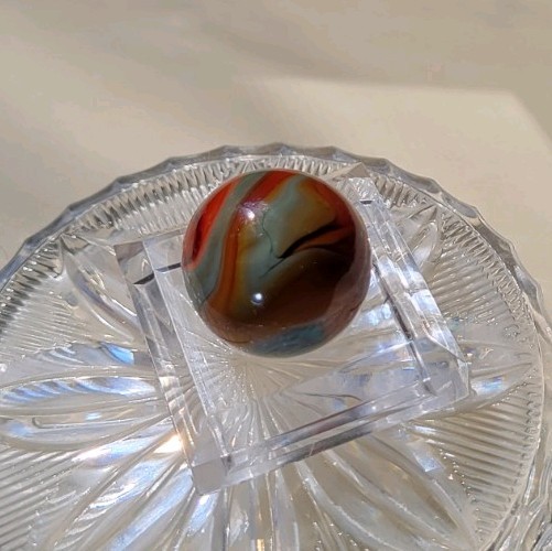 Vintage CAC Christensen Agate Flame Swirl Jumbo Shooter Marble .96″ RARE UV GLOW