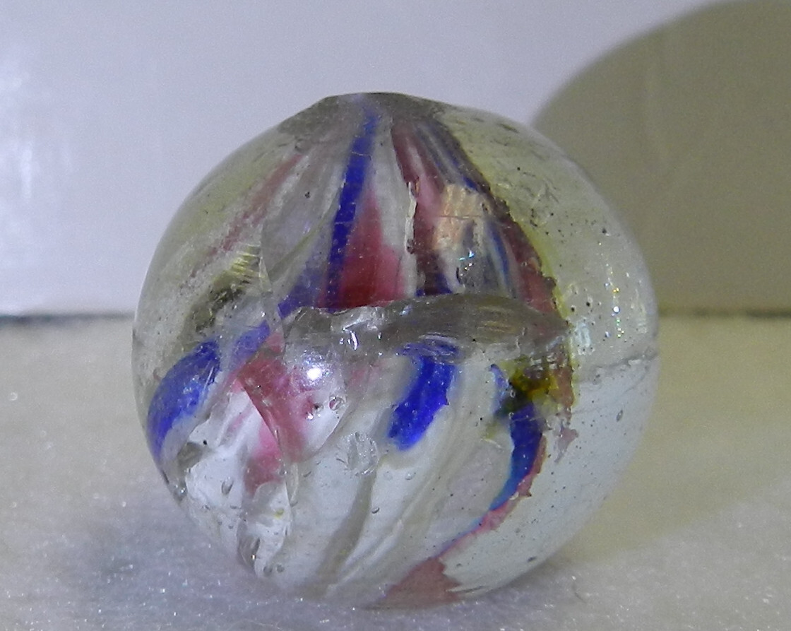 #18722m Interesting Shrunken Onionskin Vintage German Handmade Shooter Marble