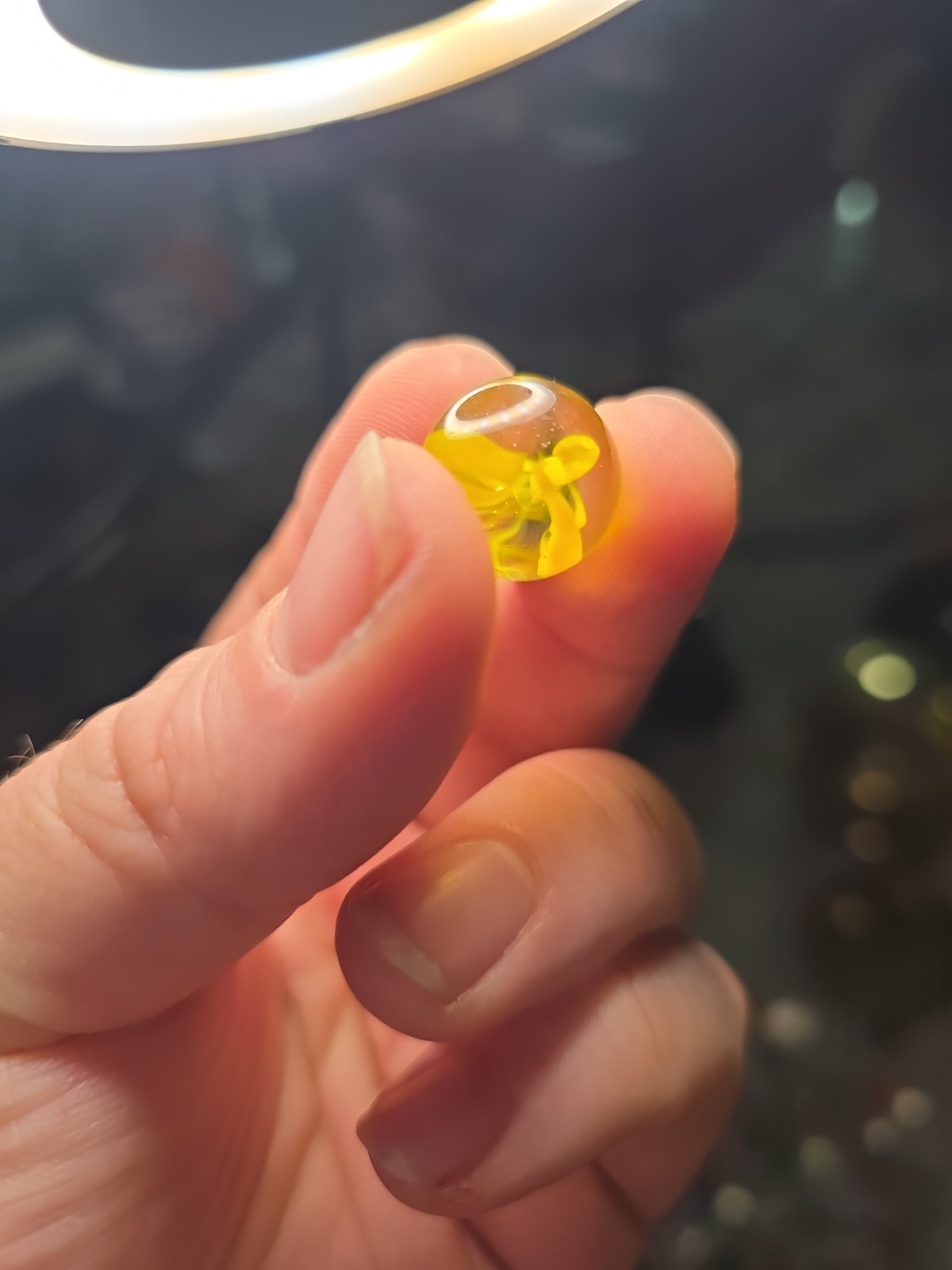 Vitro .6″ Agate Glass Yellow Cats Eye Marbles Lot Of 2 Antique Cadmium Glow