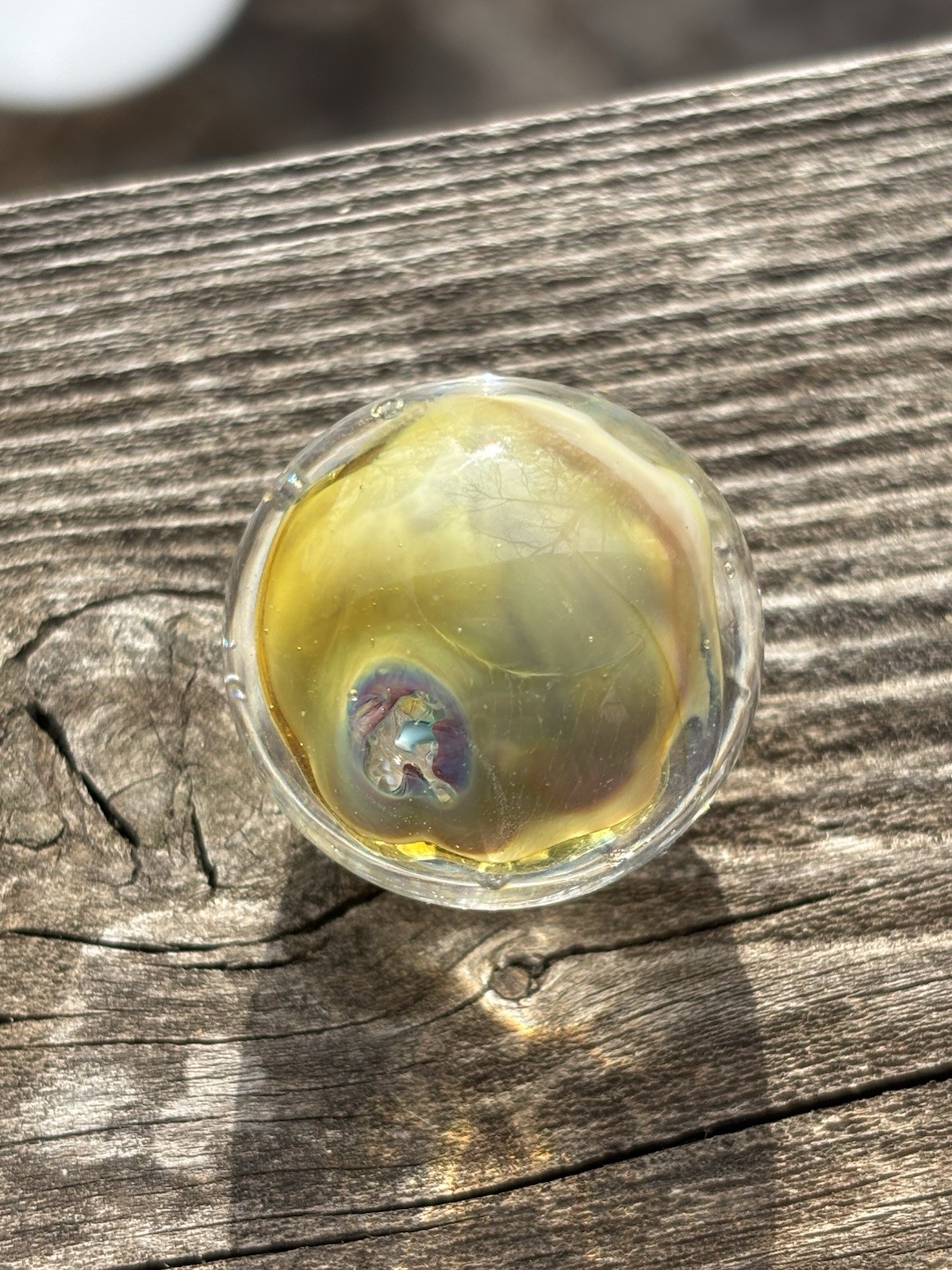 handmade art glass marble “Jellyfish Riot” By Sara Sally LaGrand