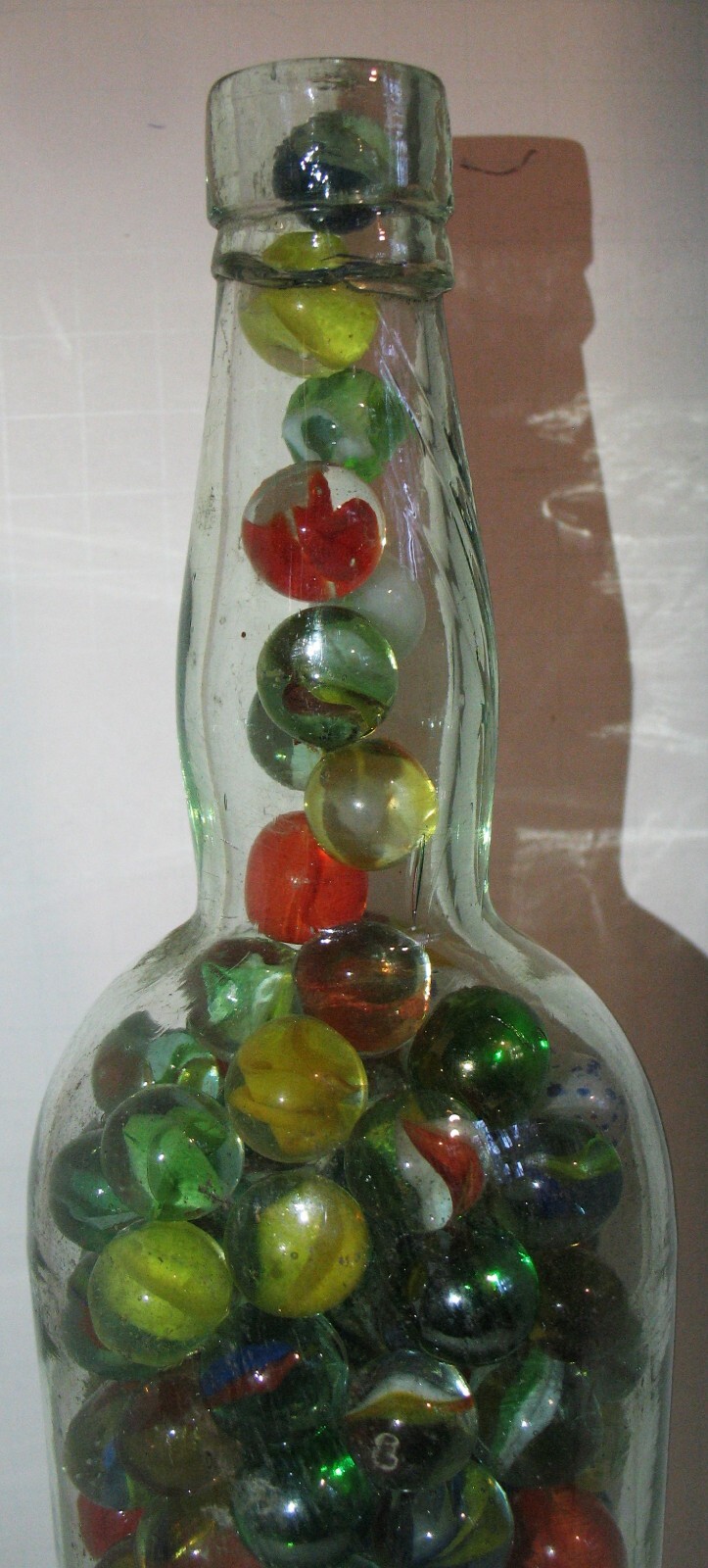 Whisky Bottle of Machine Made Marbles Various Makers +Types many 5/8″ dia