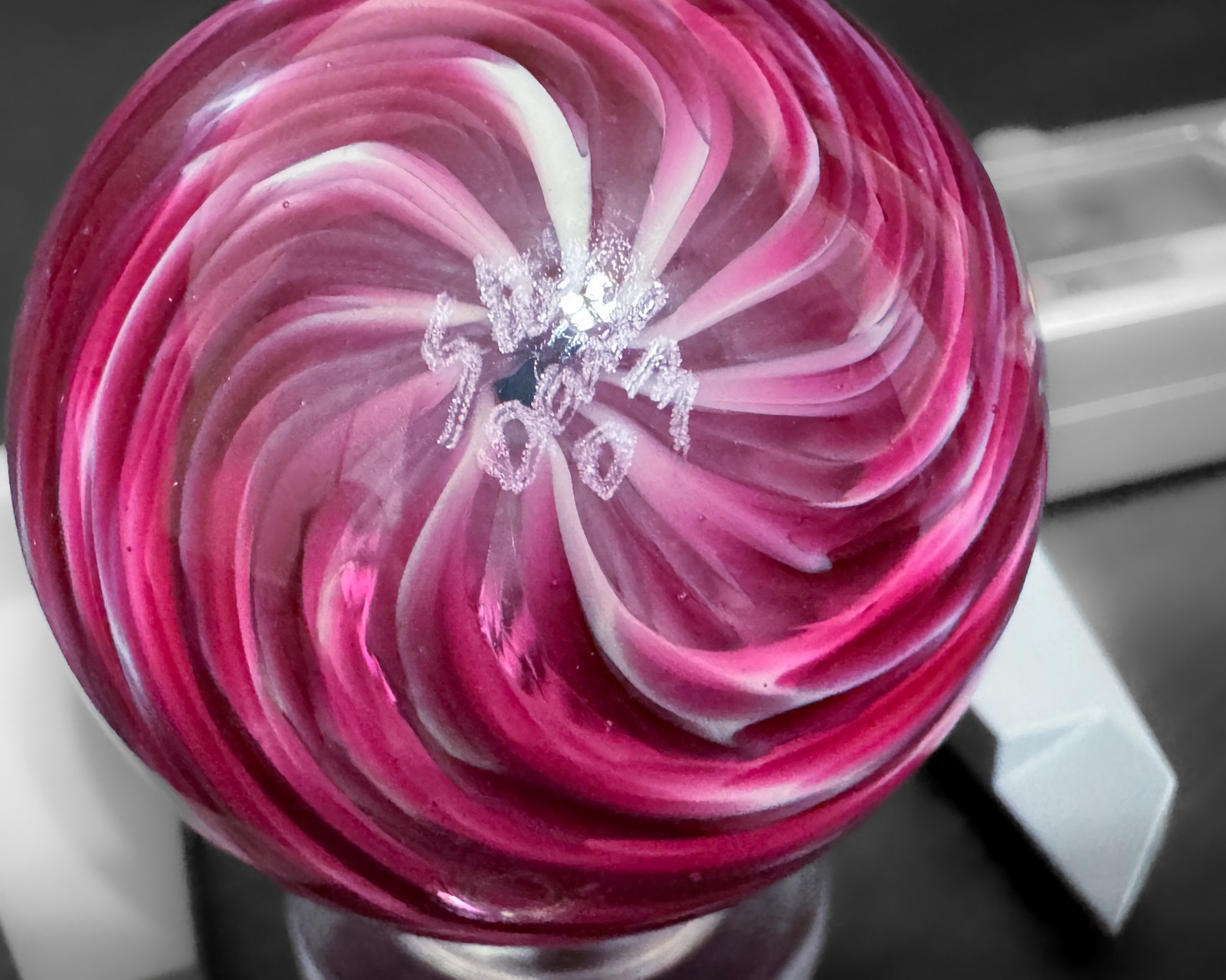 Steve Davis 1.5″ Pink Swirl Handmade Contemporary Handblown Art Glass Marble