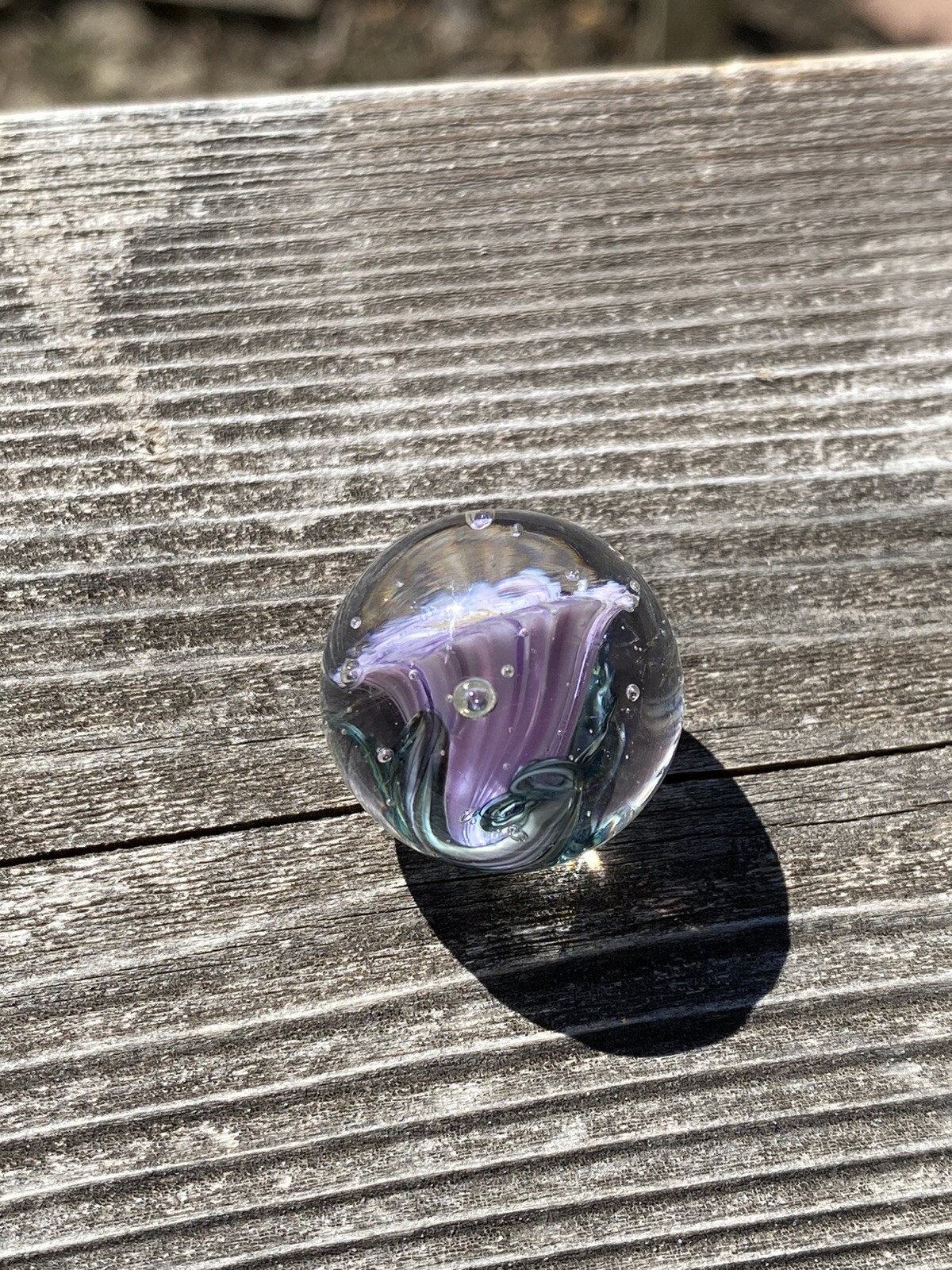 Handmade 1” Lavender Floral Glass Marble By Sarà Sally LaGrand