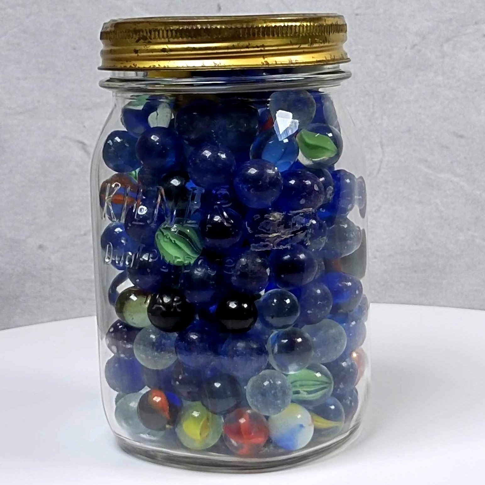 Kilner Dual Purpose Jar with 190 Assorted Glass Marbles Vintage Collection
