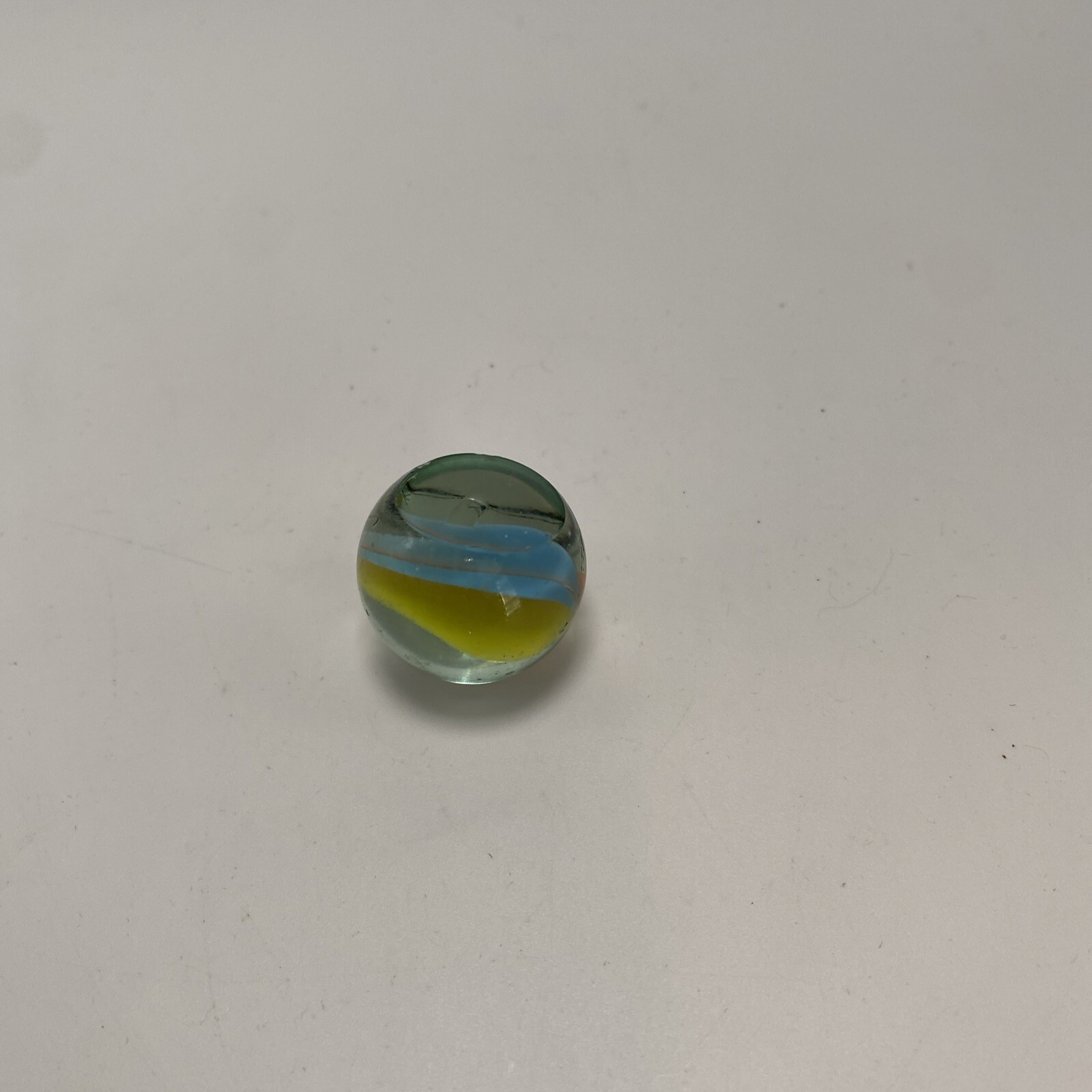 Lot Of 26 Cat’s Eye Glass Marbles Yellow Green Blue Orange White Assorted Sizes