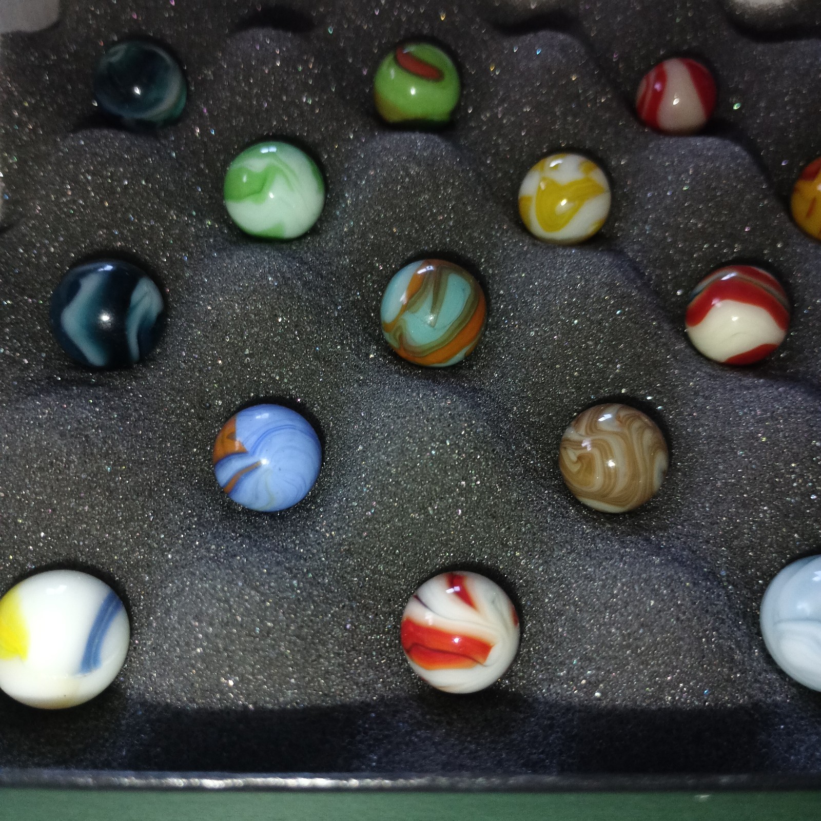 20 Collector Marbles In Display Case