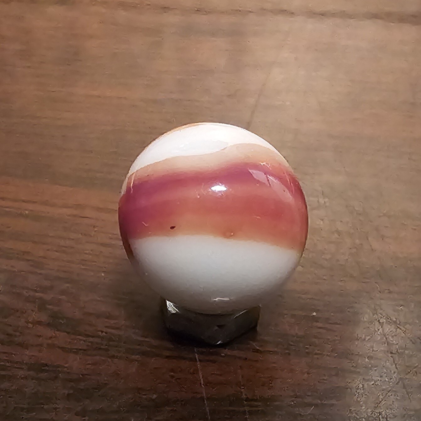 Vintage Marble King Rainbo Red Orange .61 Agate Glass Marble