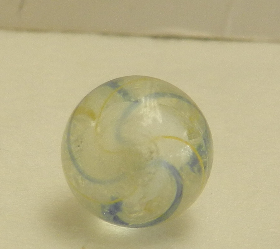 #16696m .47 Inches Peewee Vintage German Handmade White Solid Core Swirl Marble