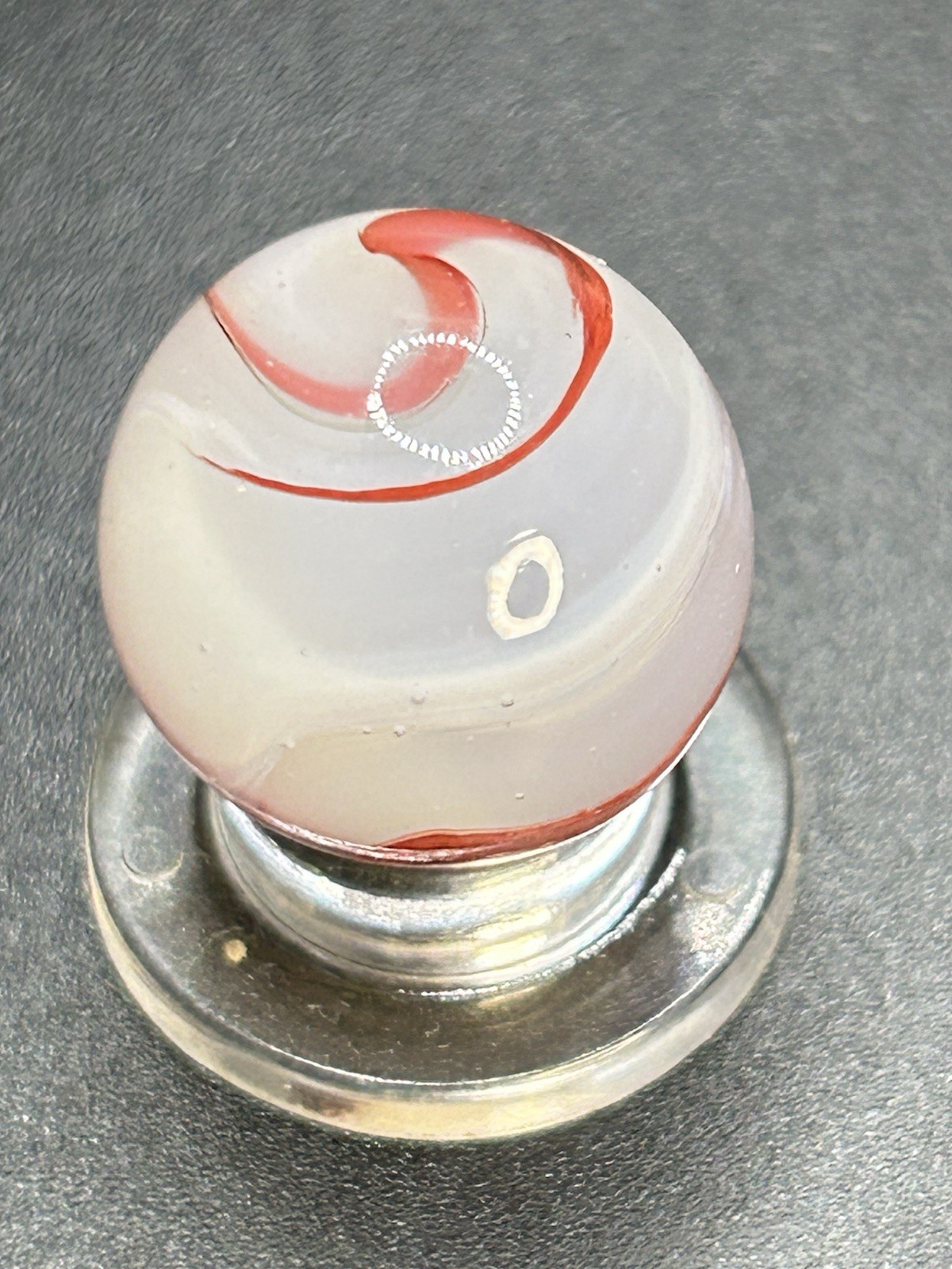 Vintage Akro Agate Silver Oxblood Marble Thick Oxblood Pattern 0.629”