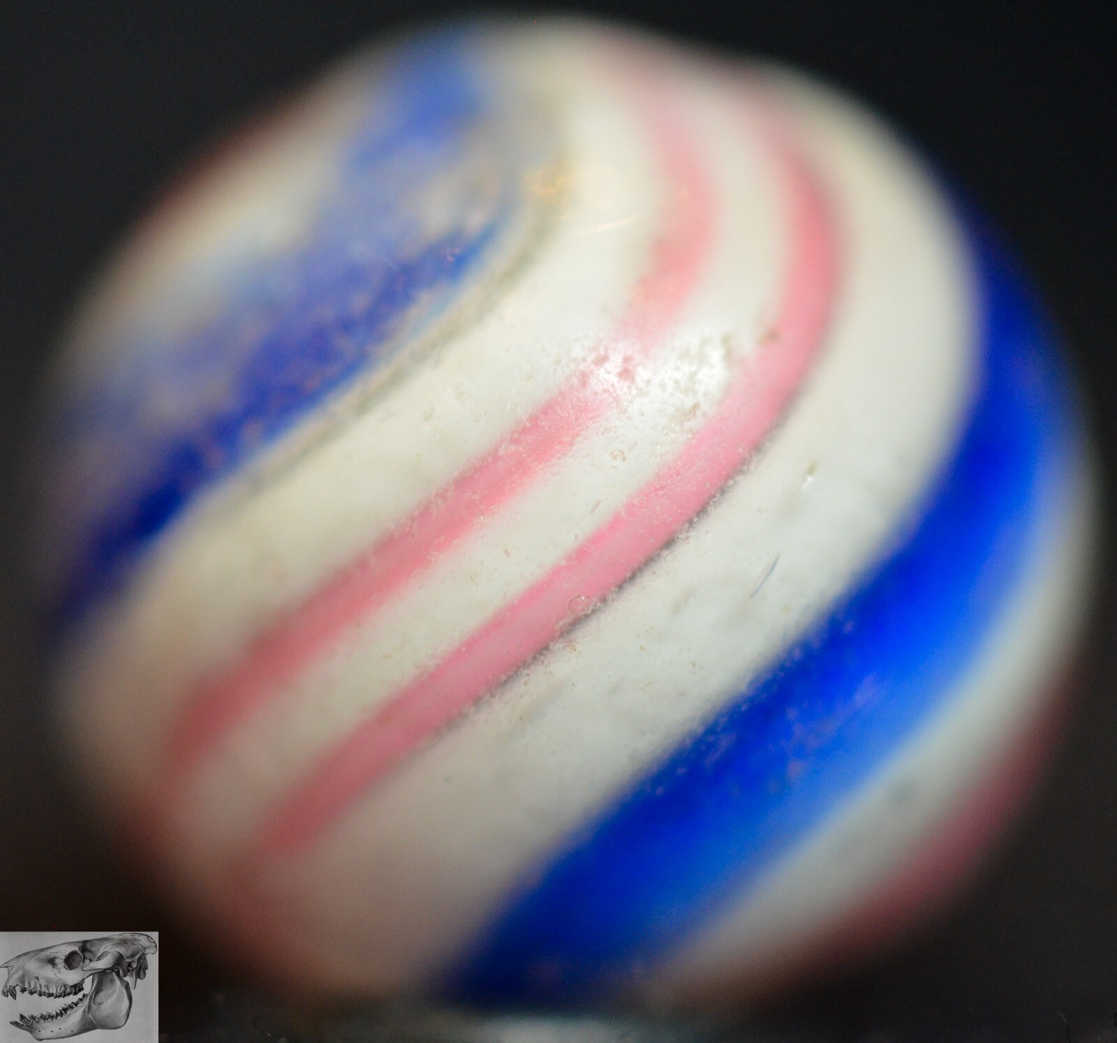 Handmade Peppermint Swirl Marble, 9/16 in, Good+ Cond., Germany 1860-1920, S1032