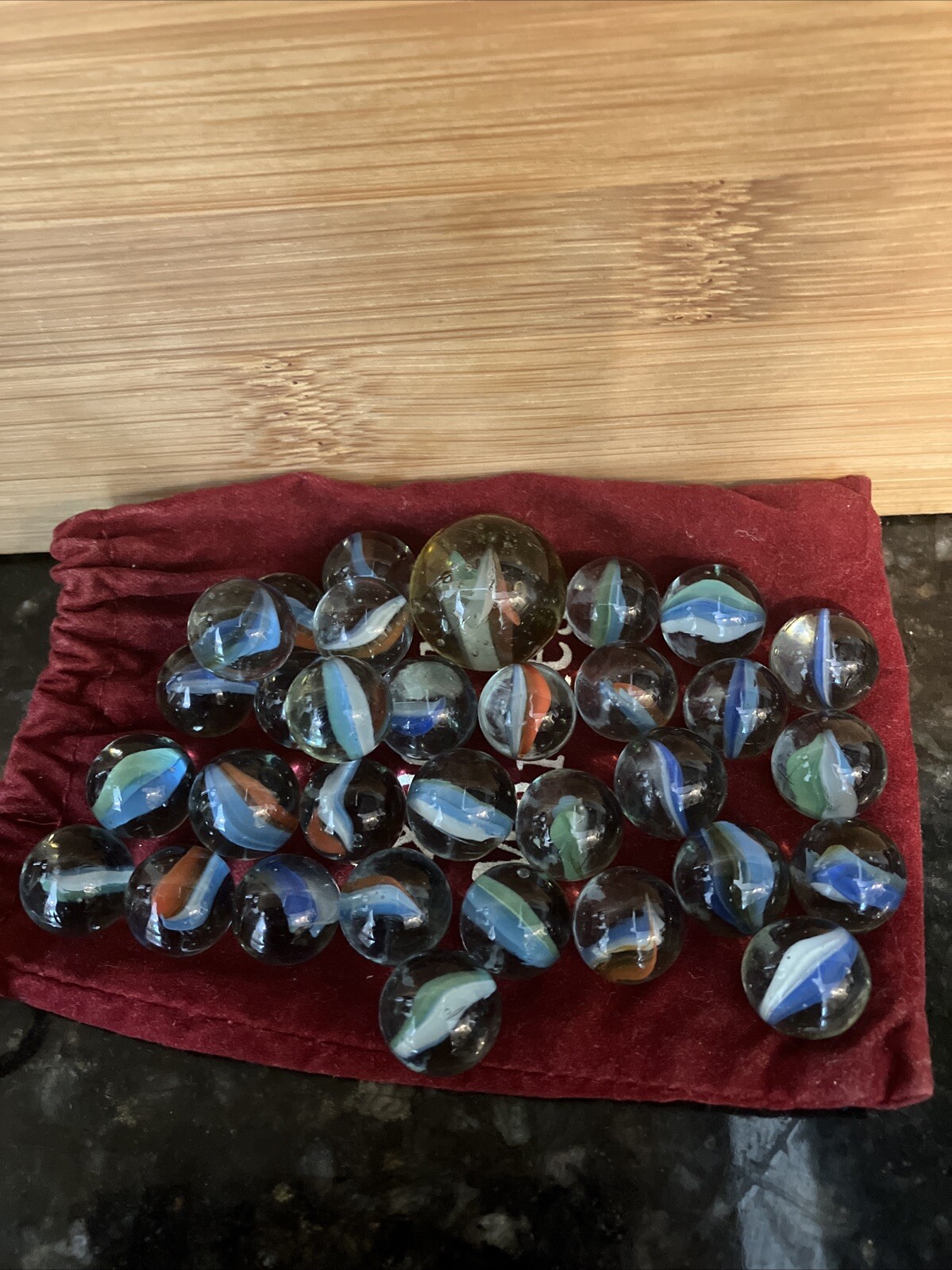 Glass Marbles Vintage Cats Eye Lot of 30 Small 1 Large