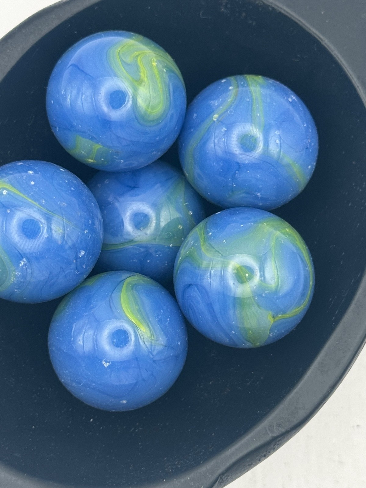 10x 5/8″ Jabo Classics Marbles Lot Earth Blue, Green UV Reactive