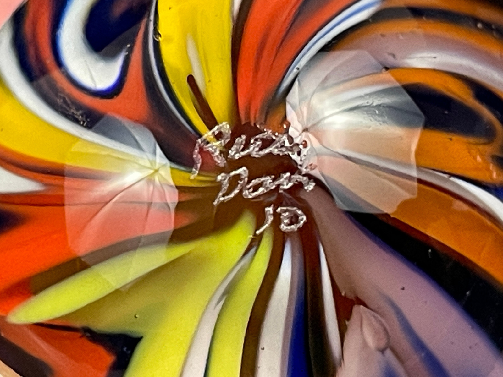Rick Davis Glass Art Marble 1.49″ Signed #26