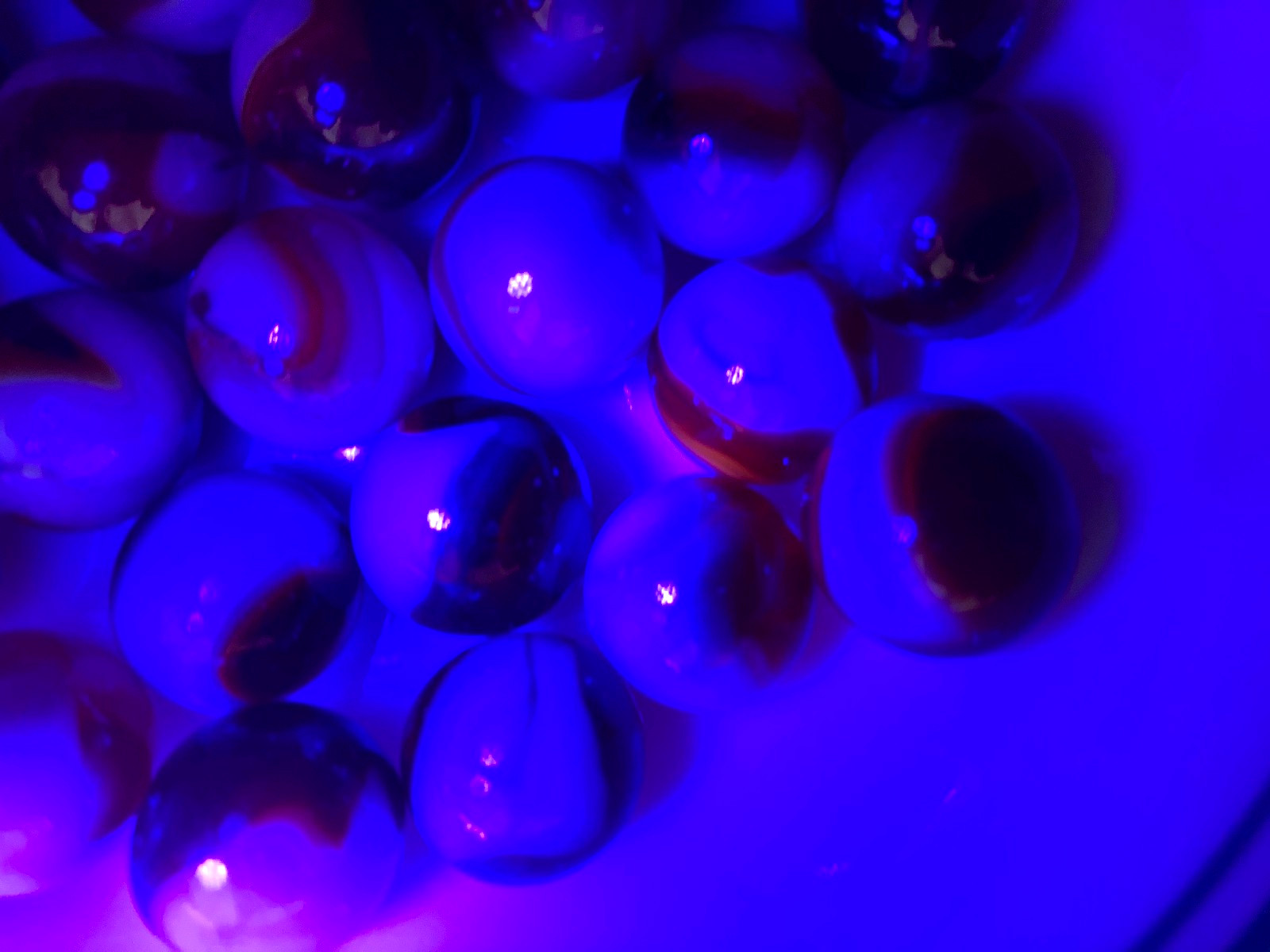 Lot of 34 Red & White Swirl Marbles UV Reactive Cadmium Glass