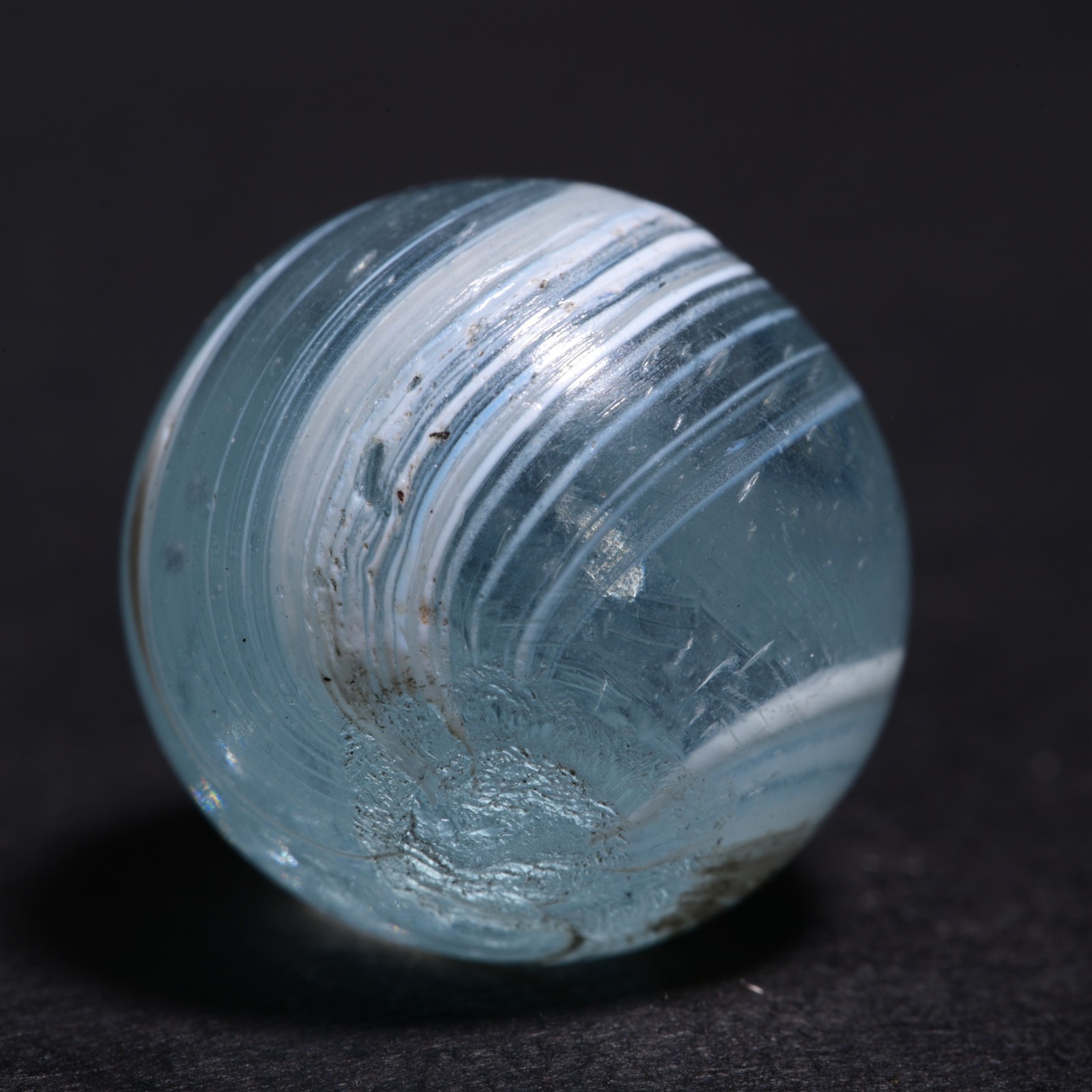 Indian Marble German Handmade Antique Clear & Ice White 14.4mm 9/16”