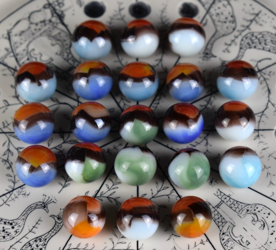 Lot of x21 Vintage Vitro Agate Black Line All Red Marbles (Very Good/ Near Mint)
